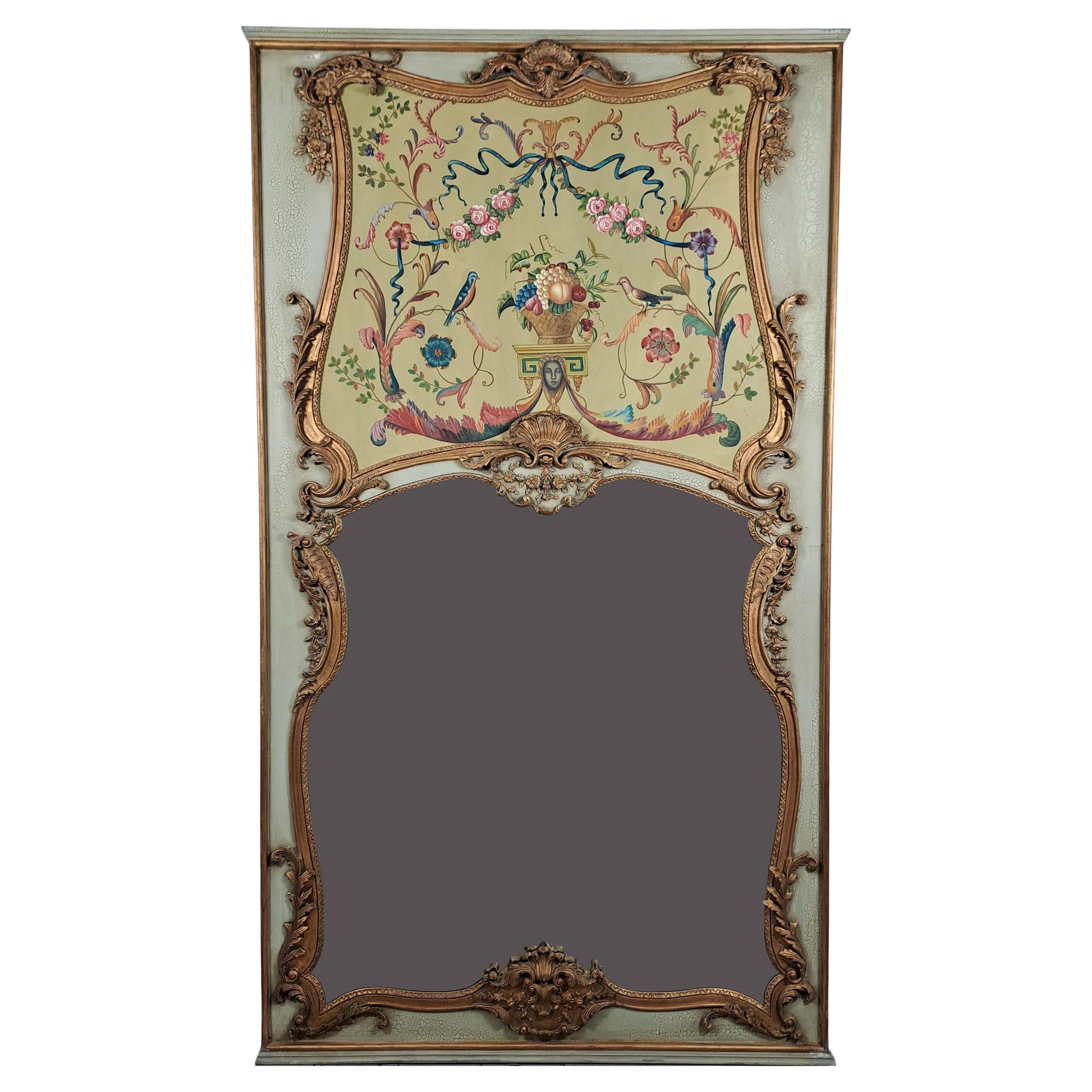 Large Louis XIV Style Trumeau In Lacquered And Gilded Wood - Bérain Decor