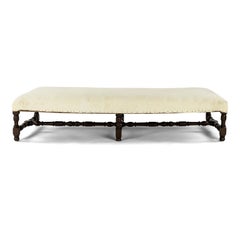 Large Louis XIV Upholstered Oak Bench