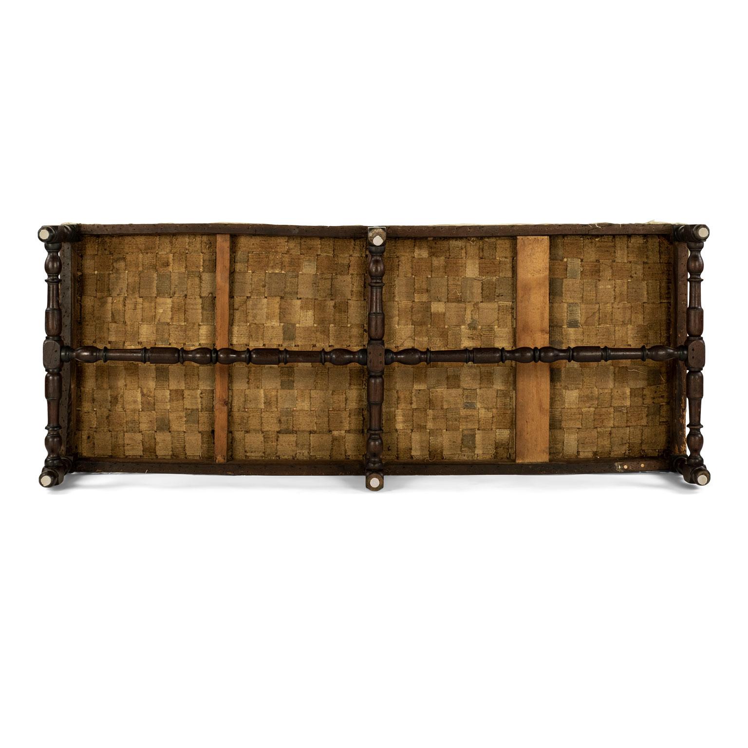 Muslin Large Louis XIV Upholstered Oak Bench