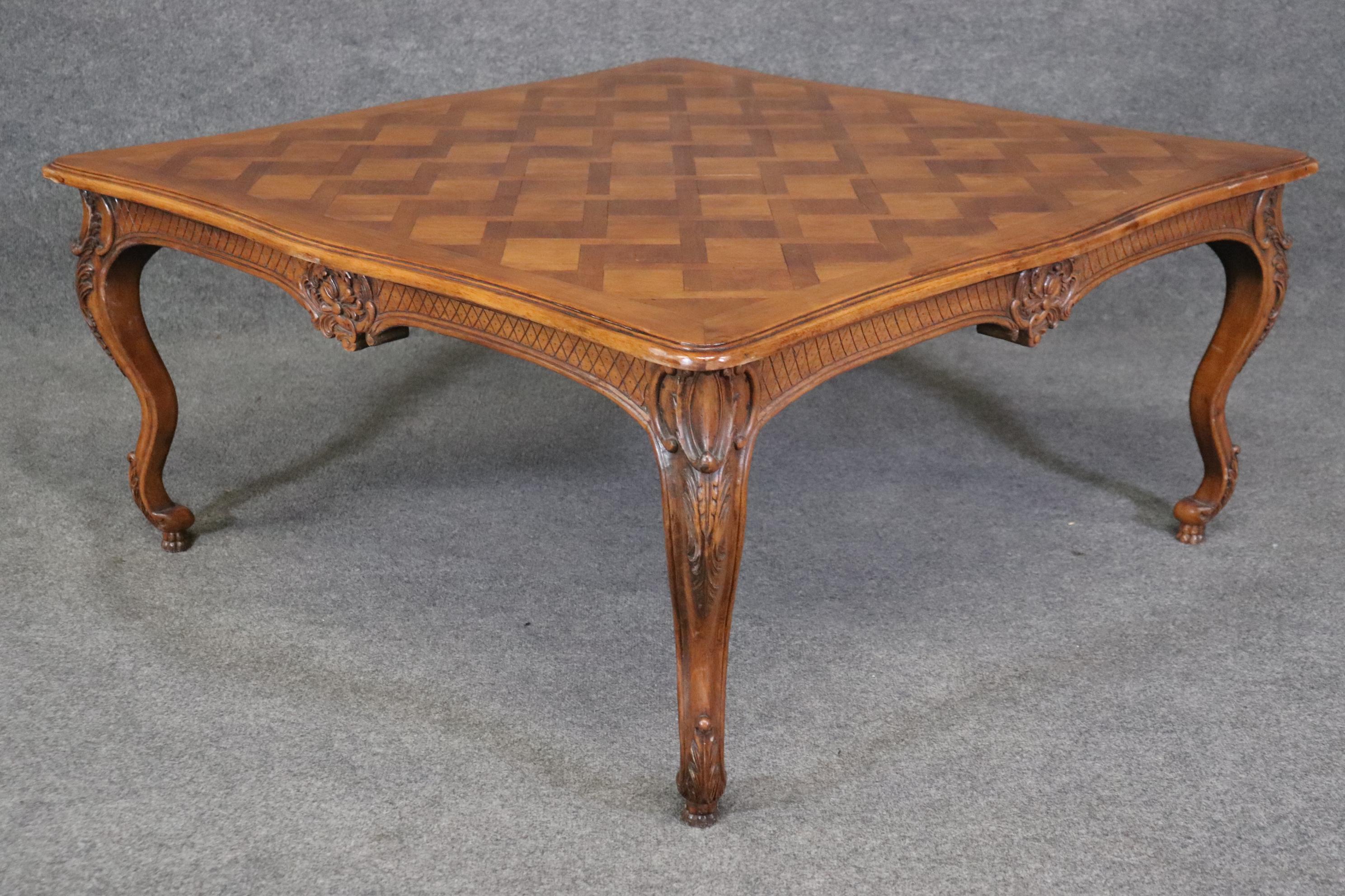 Unknown Large Louis XV Country French Style Coffee Table Attributed to Bodart