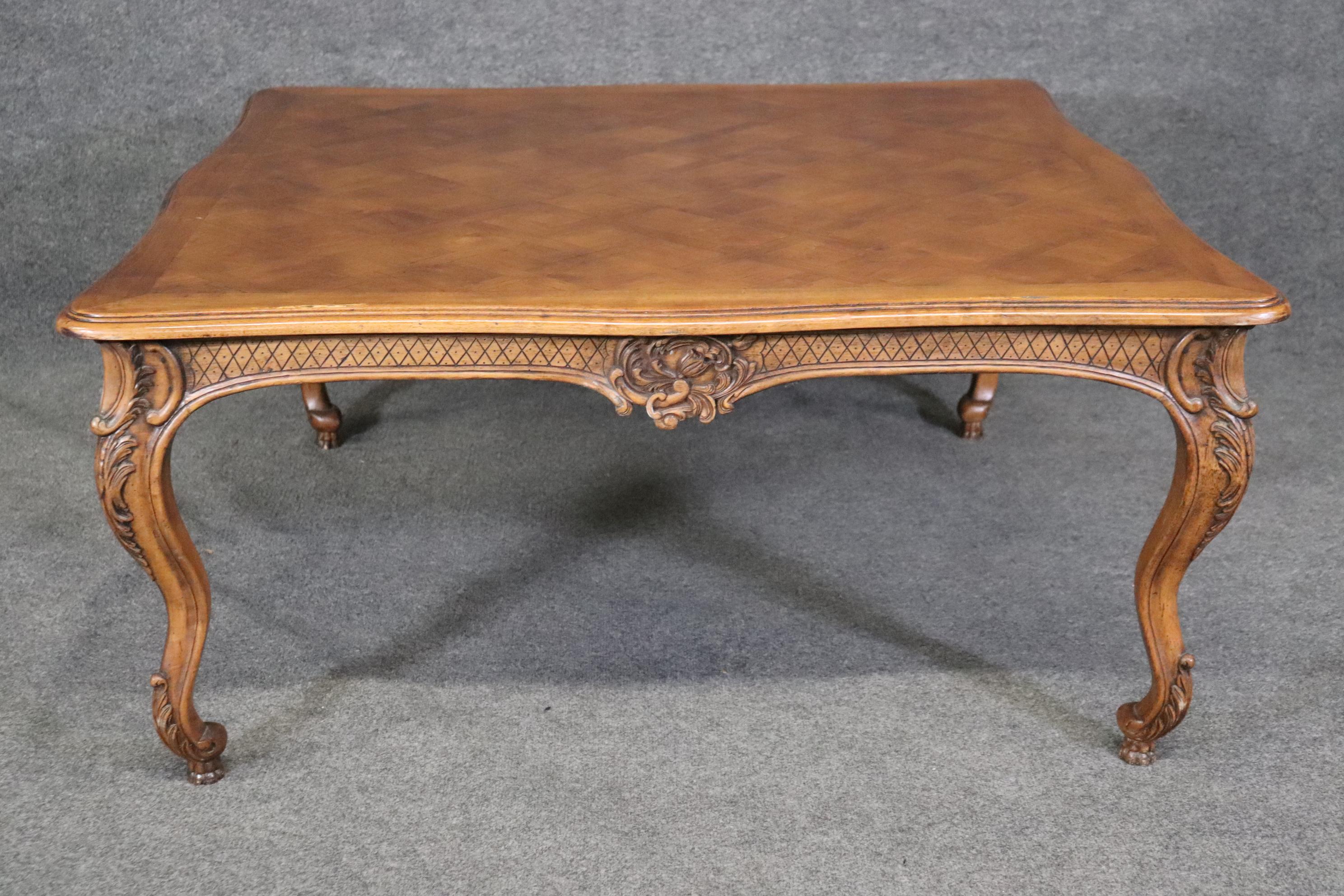 Carved Large Louis XV Country French Style Coffee Table Attributed to Bodart