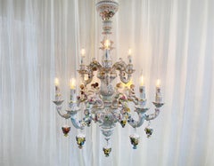 Large Louis XV Meissen Style 9-Light Chandelier Porcelain Gilt, by PMP Germany
