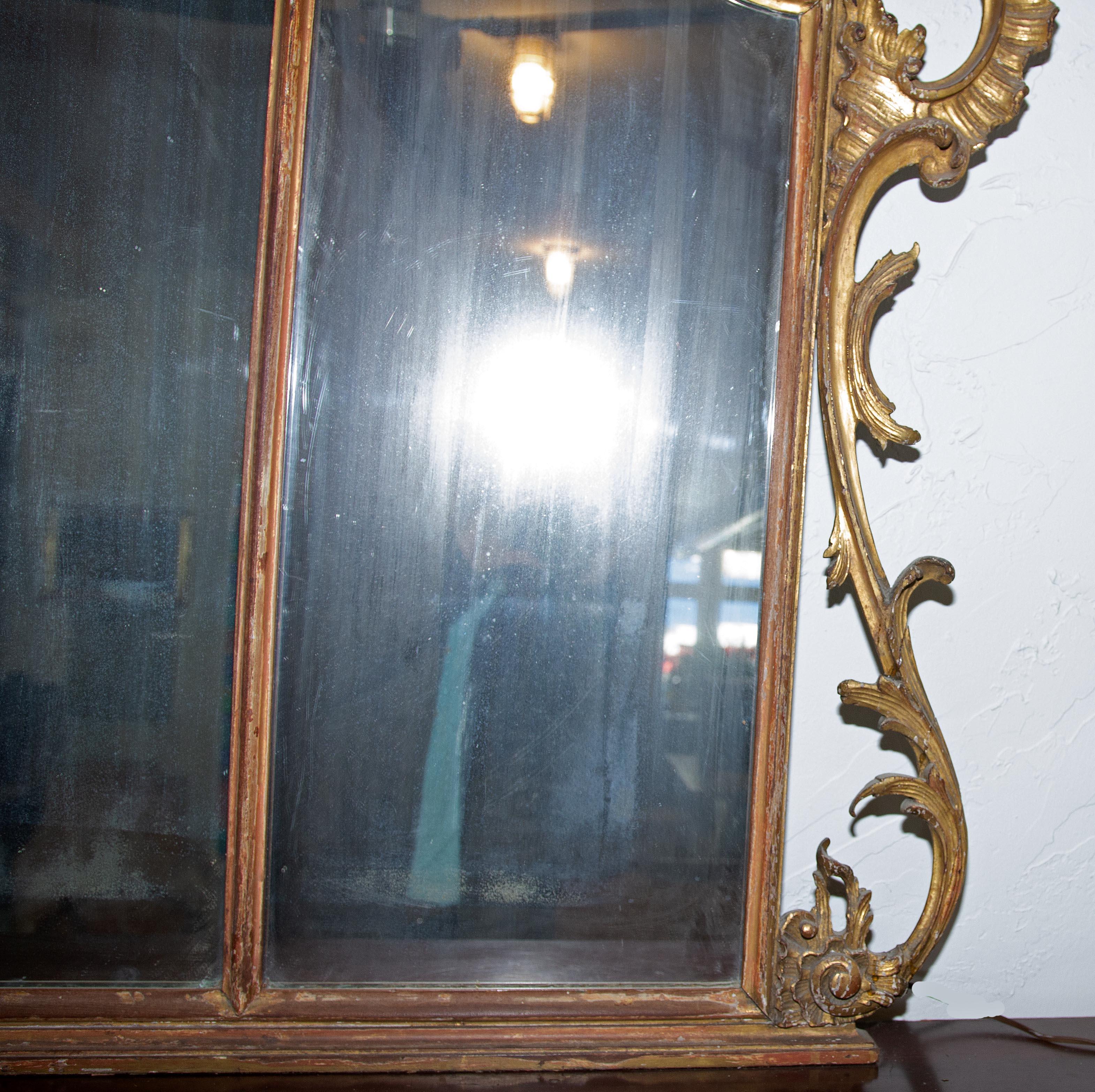 19th Century Large Louis XV over Mantel Giltwood Mirror