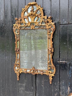 Large Louis XV Pareclosed Mirror In Carved And Gilded Wood, France 18th Century