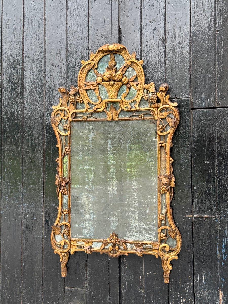 Giltwood Large Louis XV Pareclosed Mirror In Carved And Gilded Wood, France 18th Century For Sale
