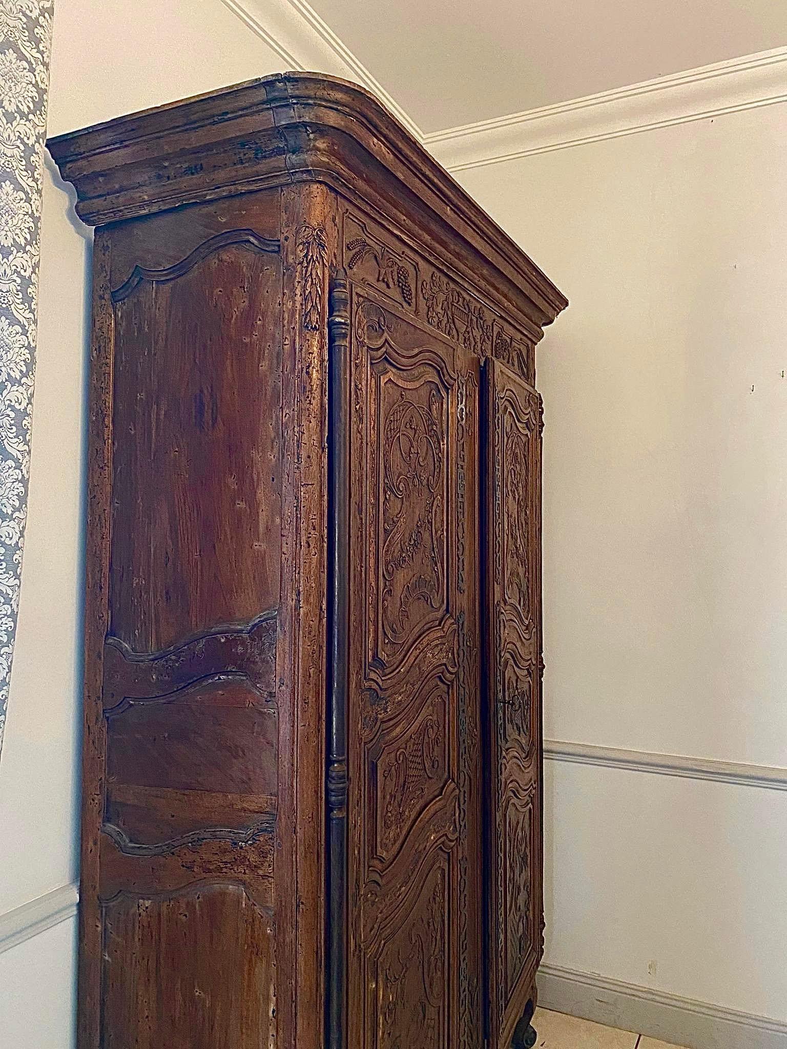 French Large Louis XV Period Wardrobe Provencal Richly Carved 18th - France For Sale 7