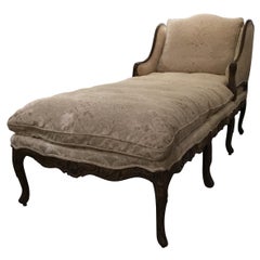 Large Louis XV Rococo Style Carved Walnut, Early 19th Century Chaise Lounge