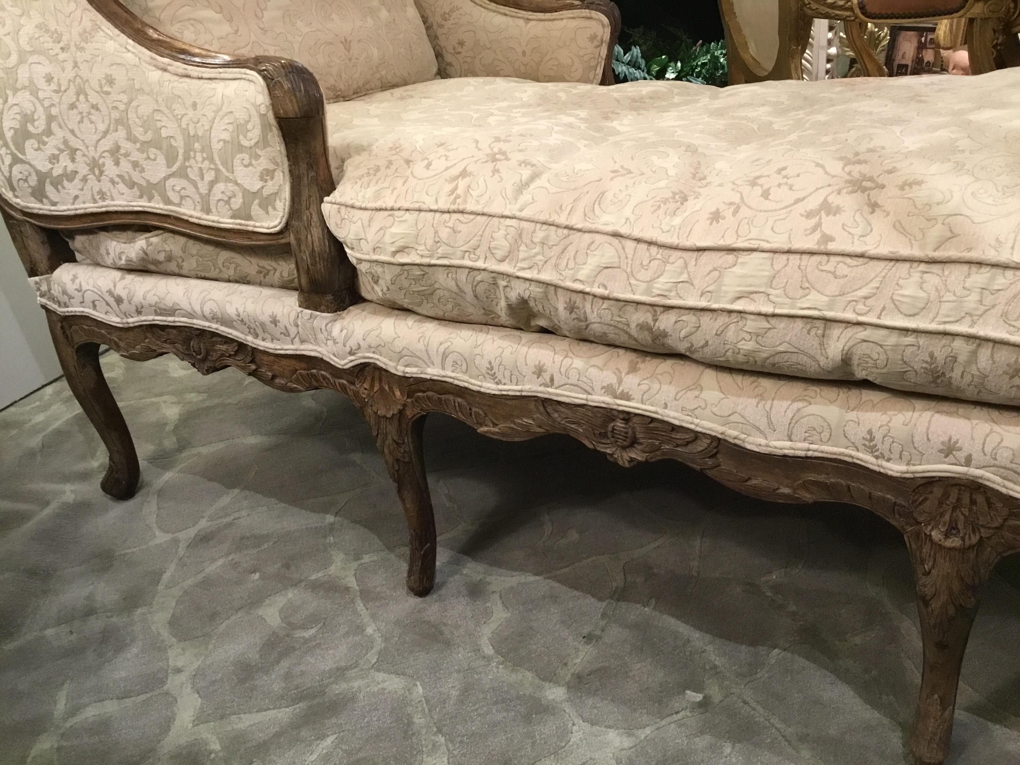 Large Louis XV Rococo Style Carved Walnut, Early 19th Century Chaise Lounge 6