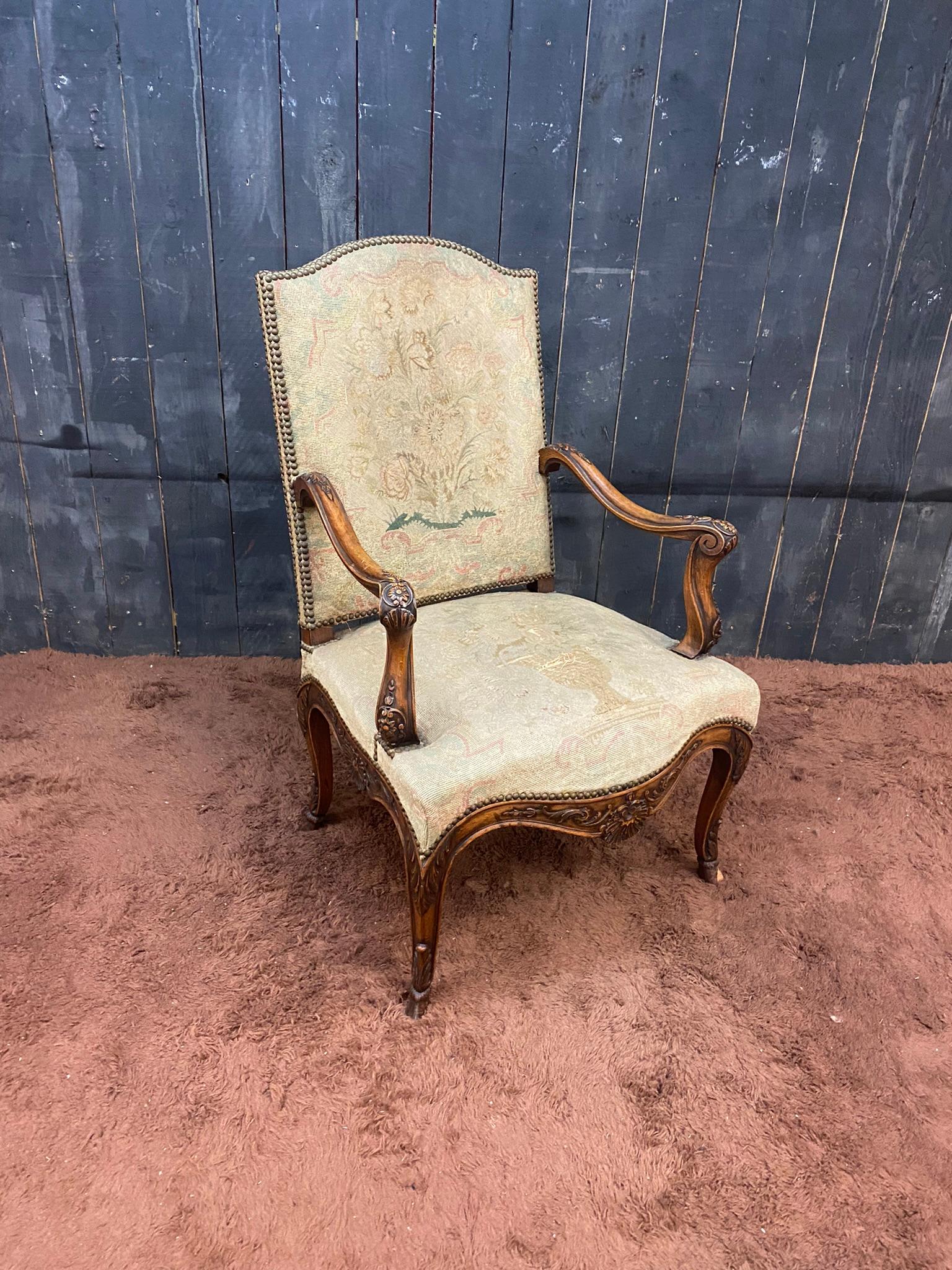 French Large Louis XV Style Armchair circa 1930 