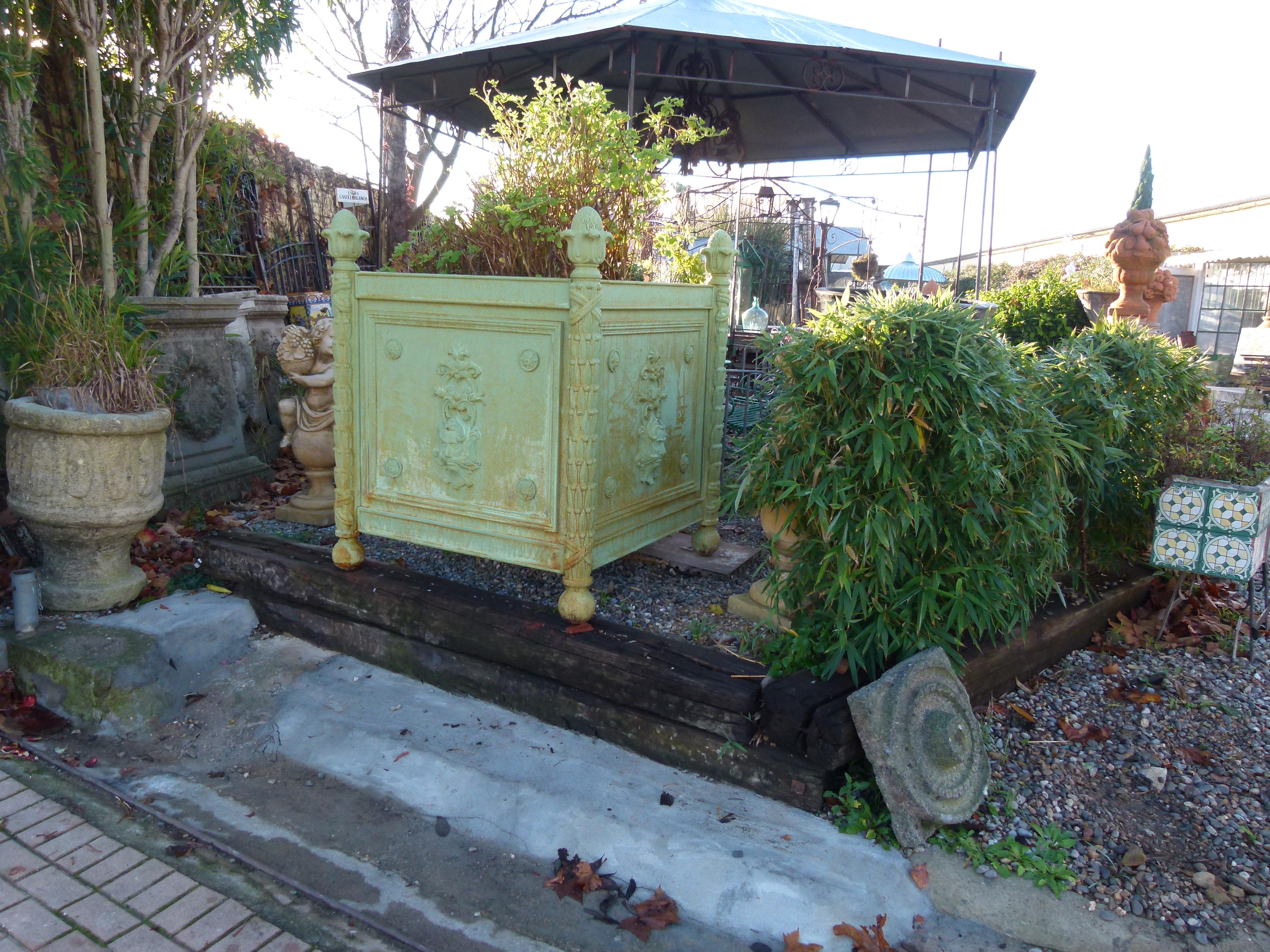 French Large Louis XV Style Cast Iron Jardinières For Sale