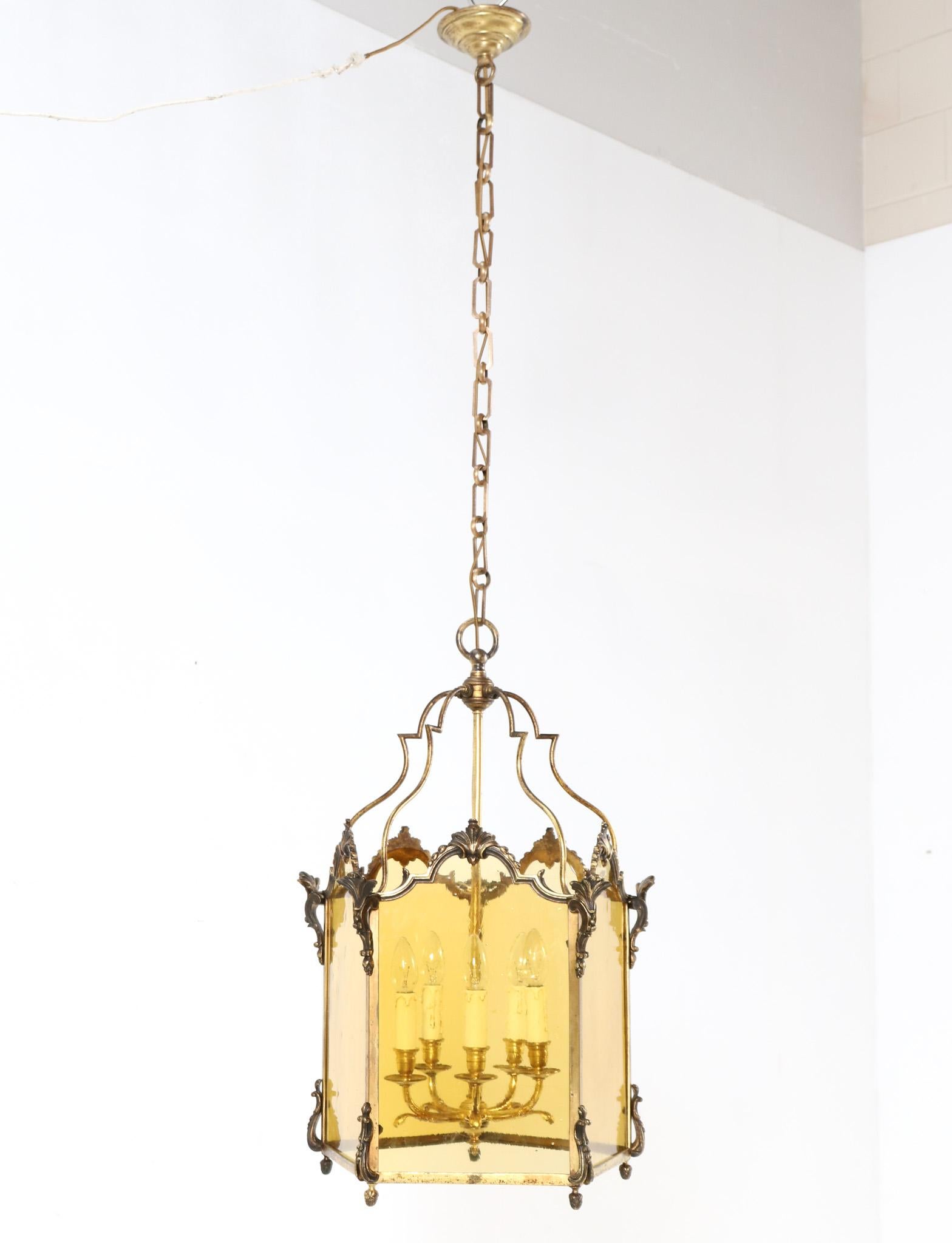Large Louis XV Style Five-Panel Bronze Hall Lantern, 1870s For Sale 3
