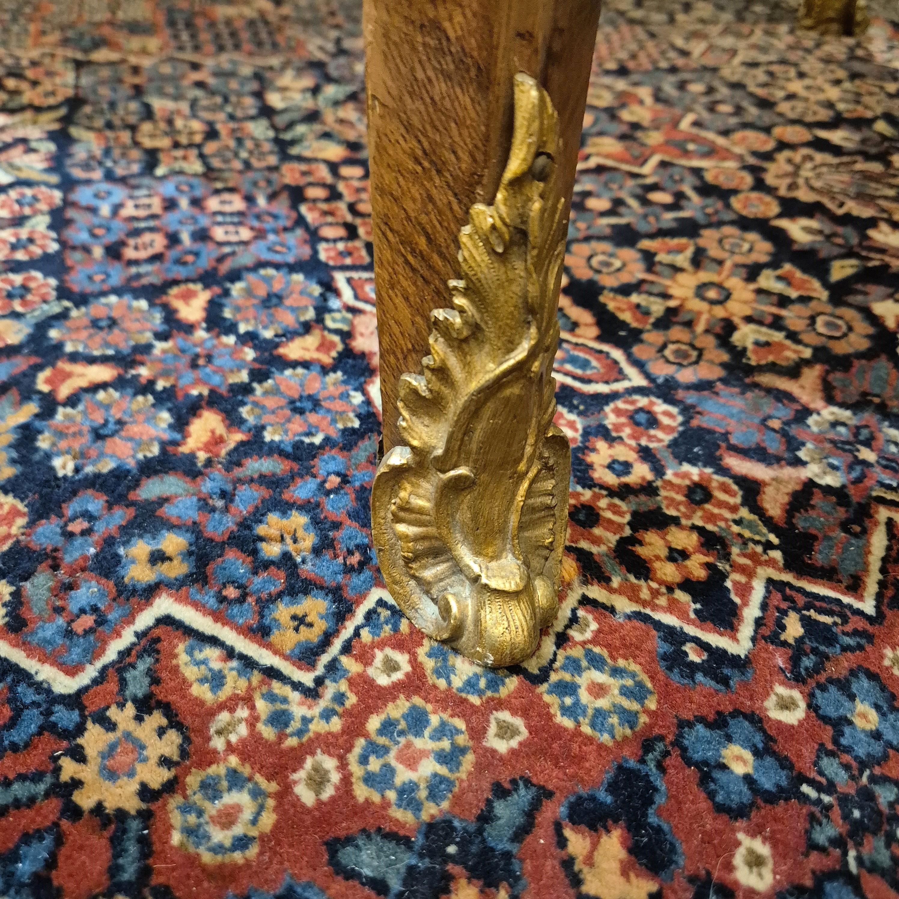 Large Louis XV style flat desk, marquetry and gilt bronze, 19th century work For Sale 4