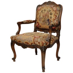 Large Louis XV Style French Fauteuil 
Open Armchair, 
 circa 1860