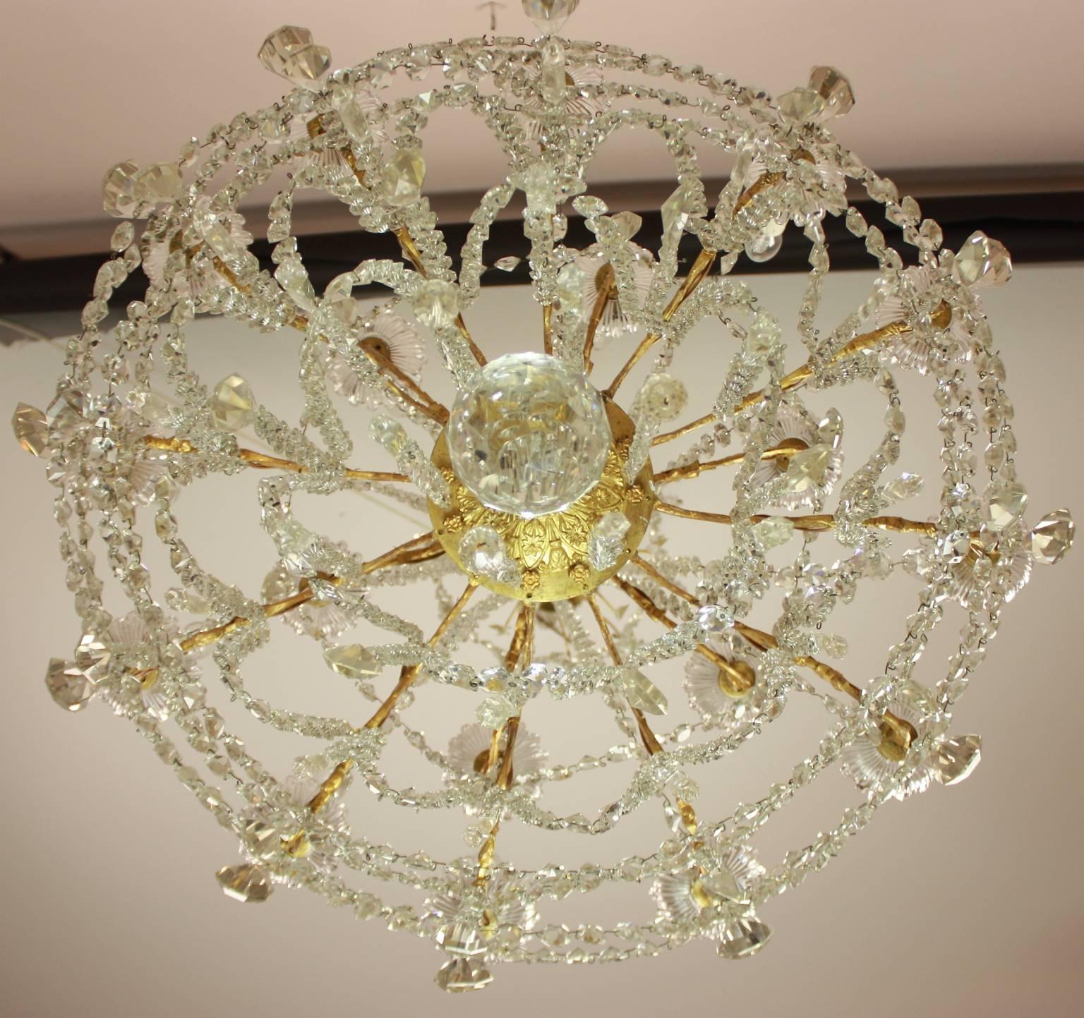 Large Louis XV Style Gilt-Bronze and Cut-Crystal Eighteen-Light Chandelier 6