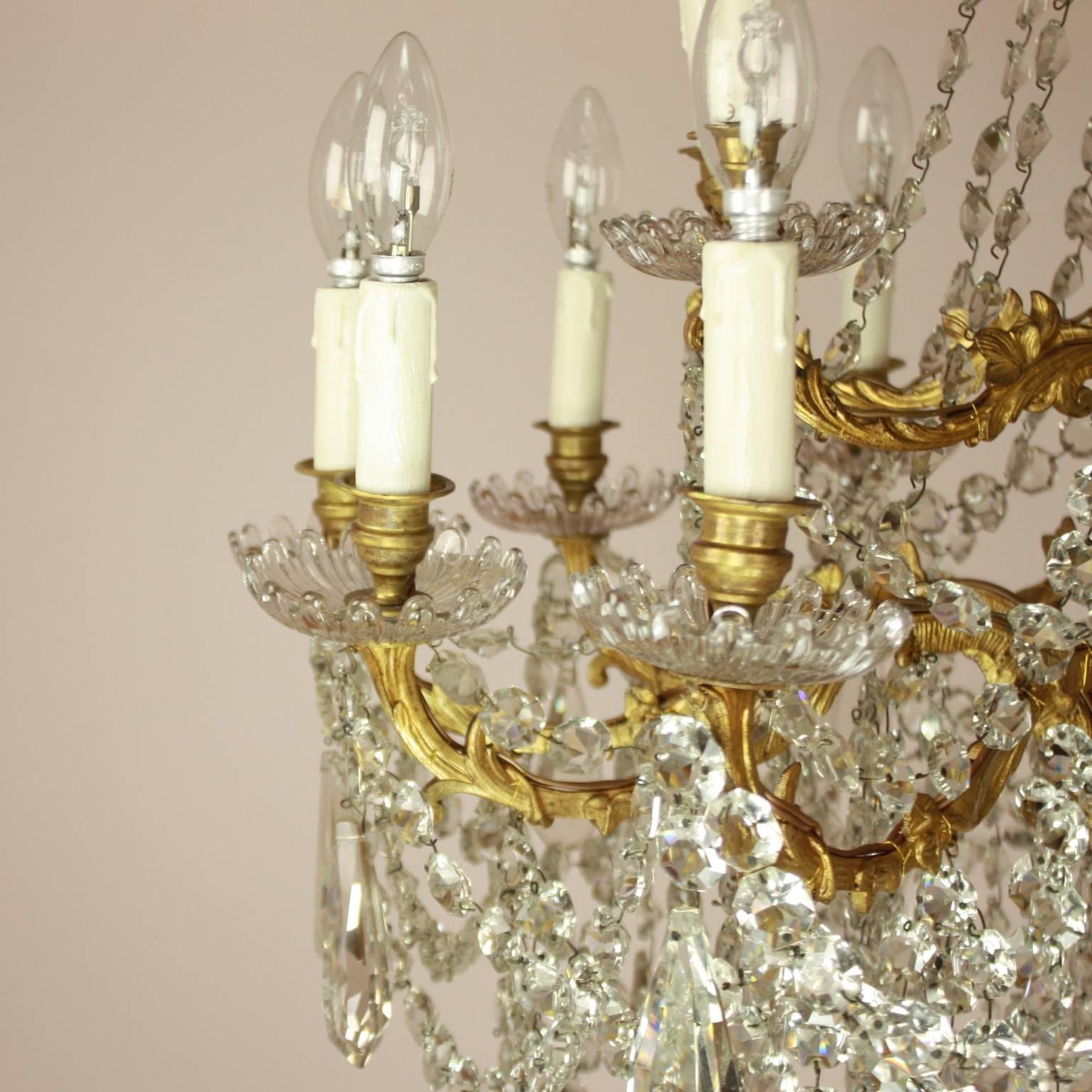 Large Louis XV Style Gilt-Bronze and Cut-Crystal Eighteen-Light Chandelier 1