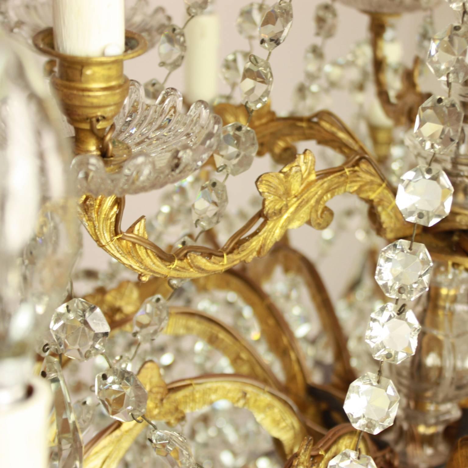 Large Louis XV Style Gilt-Bronze and Cut-Crystal Eighteen-Light Chandelier 2