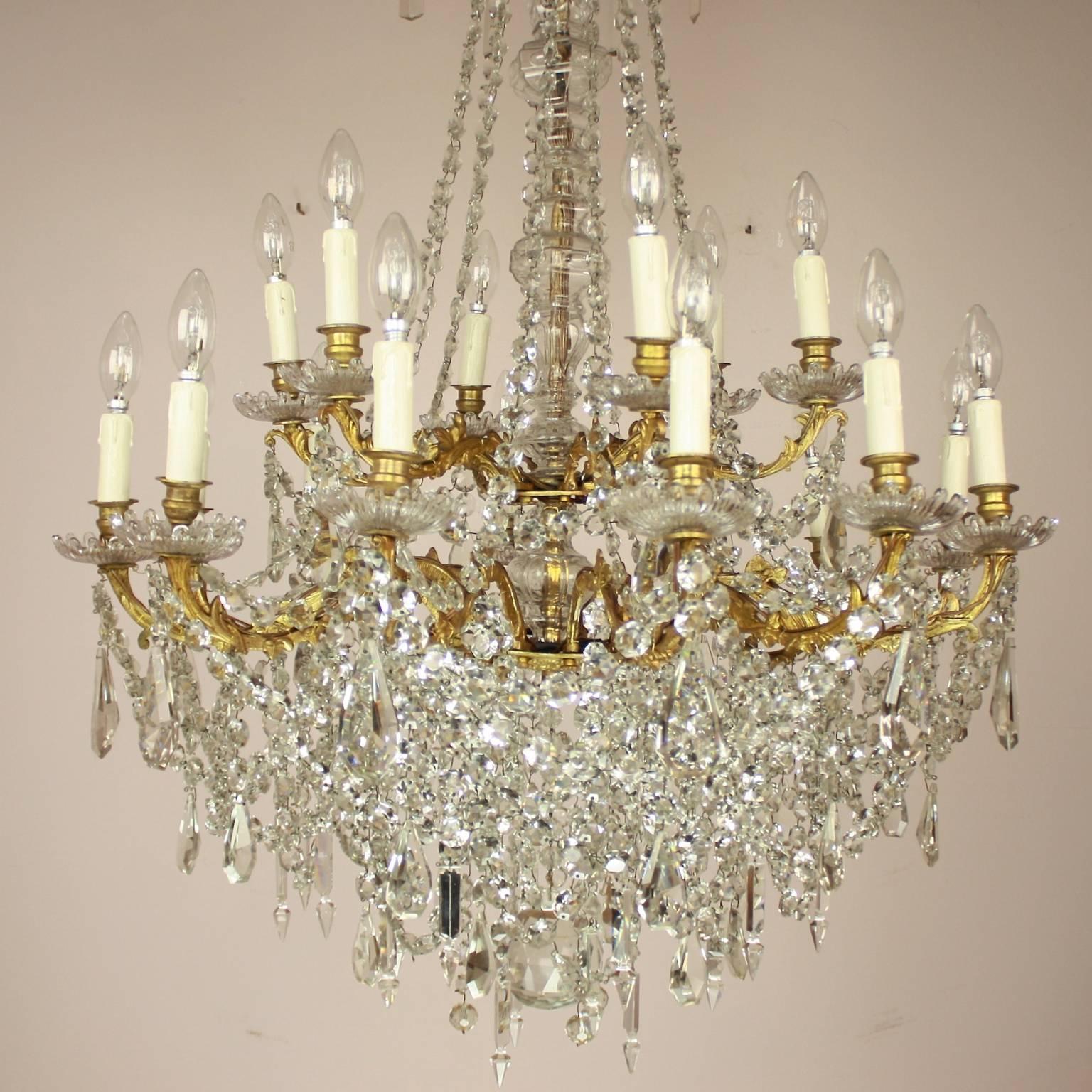 Large Louis XV Style Gilt-Bronze and Cut-Crystal Eighteen-Light Chandelier 3