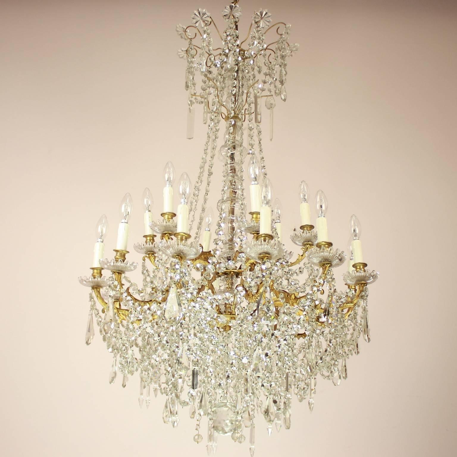 Large Louis XV Style Gilt-Bronze and Cut-Crystal Eighteen-Light Chandelier 4