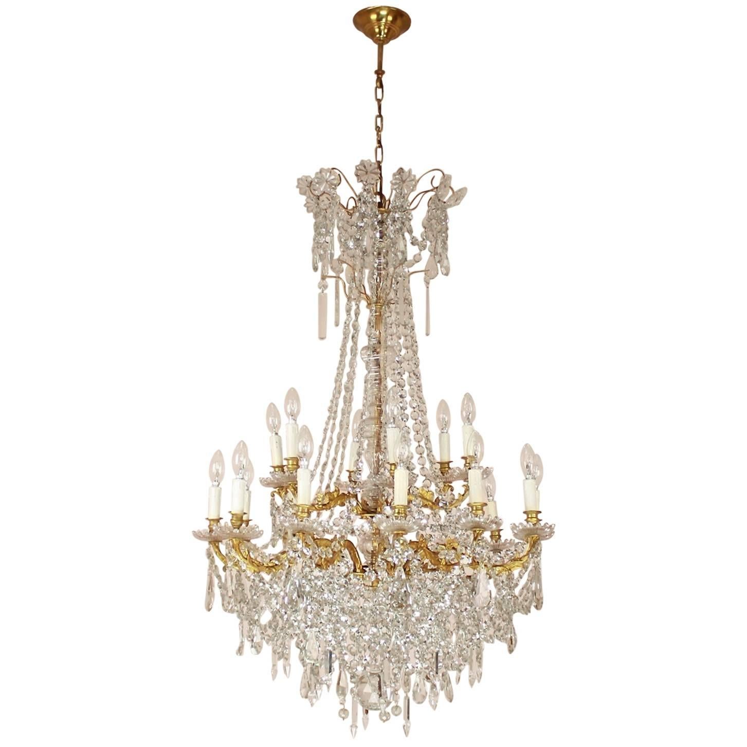 Large Louis XV Style Gilt-Bronze and Cut-Crystal Eighteen-Light Chandelier