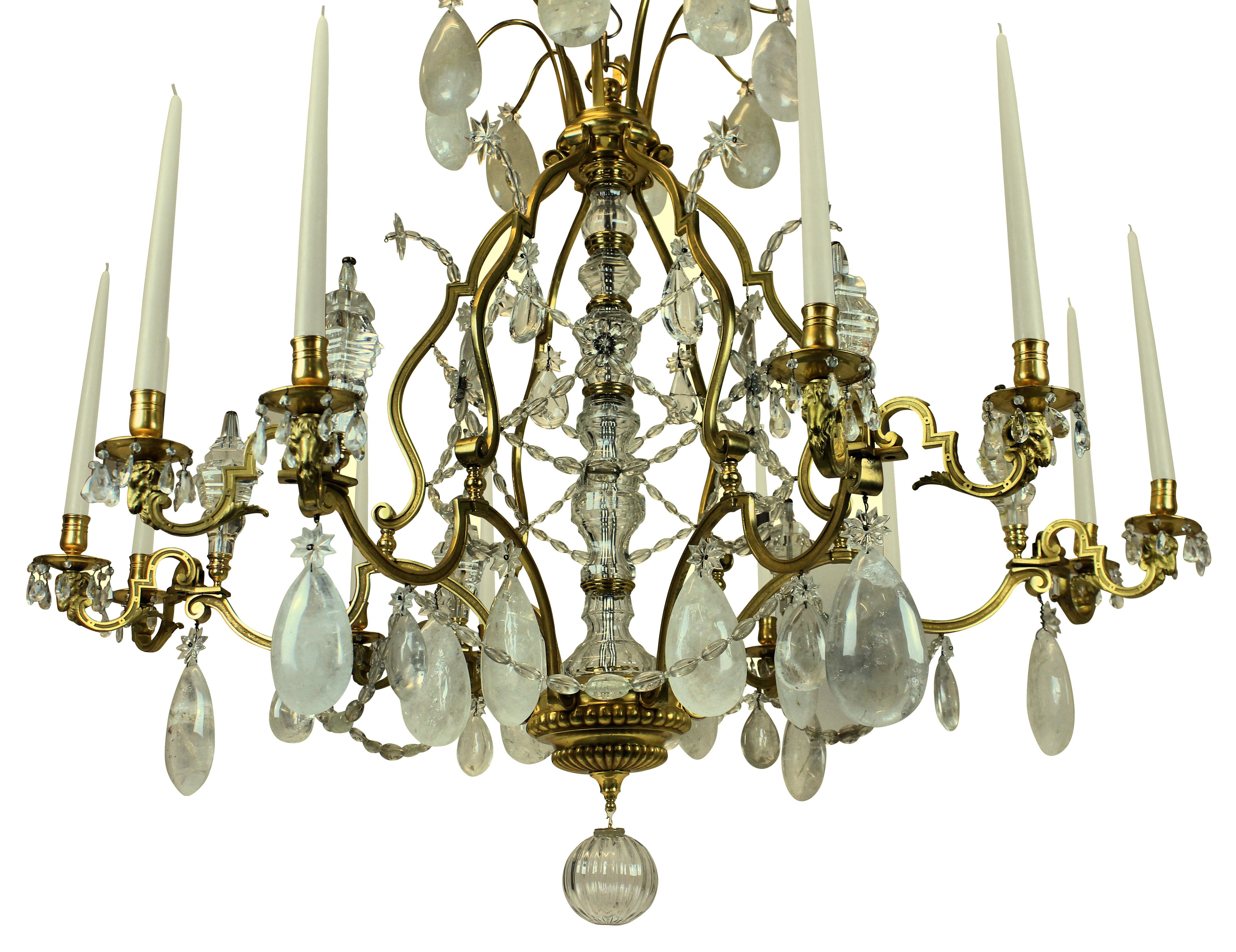 Louis XIV Large Louis XV Style Gilt Bronze and Rock Crystal Chandelier