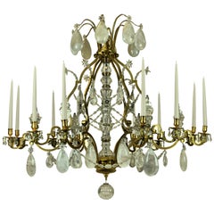 Large Louis XV Style Gilt Bronze and Rock Crystal Chandelier