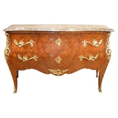 Large Louis XV Style Inlaid Commode Large Louis XV Style Inlaid Commode
