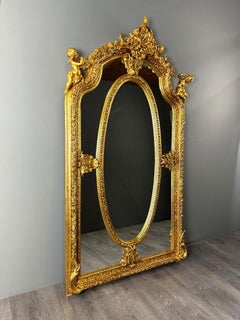 Large Louis XV Style Mirror In Carved And Gilded Wood, 19th Century