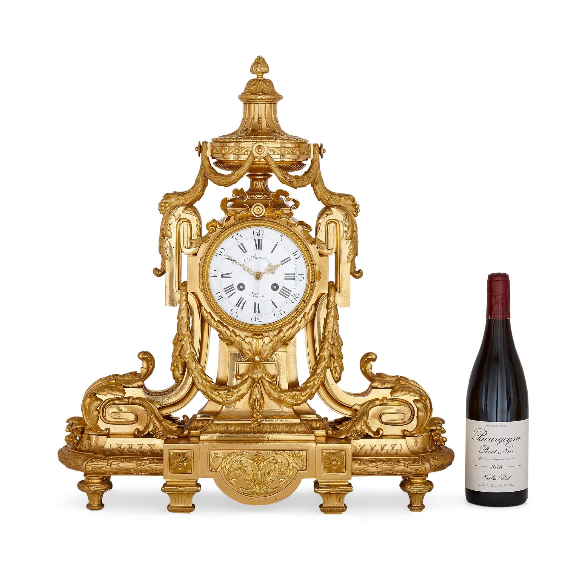 Grande orologio rococò a tre pezzi in stile Luigi XV di Barbedienne in vendita 4
