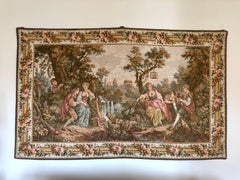 Large Louis-XVI Aubusson Style Machine Made Romantic Tapestry, 20th Century