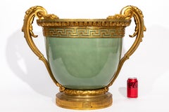 Large Louis XVI Chinese Celadon Crackle Porcelain & Ormolu Centerpiece/Jardenier