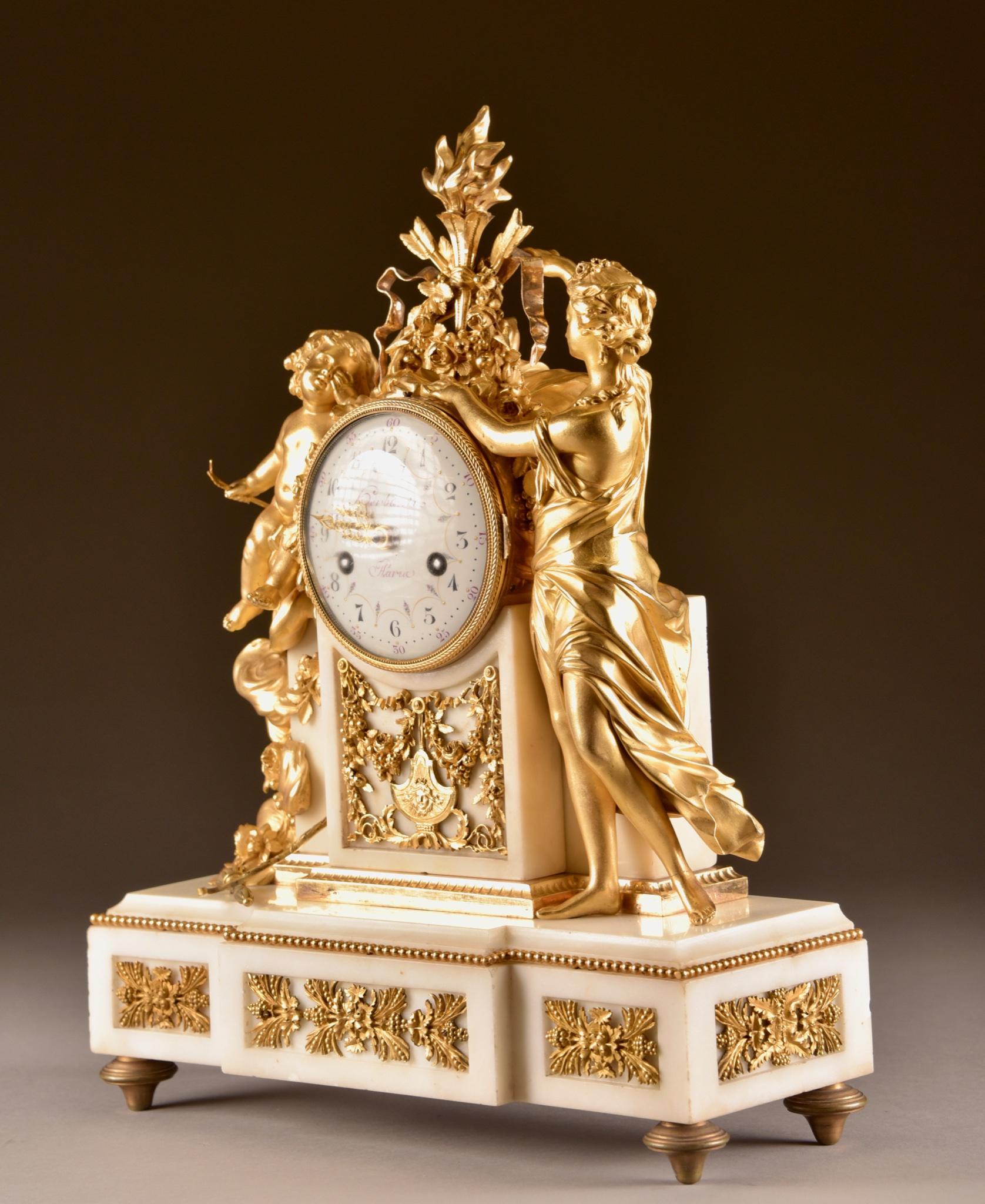 Large Louis XVI Clock '1780', Venus and Cherub, Amor Wird Seiner Waffen Beraubt 6