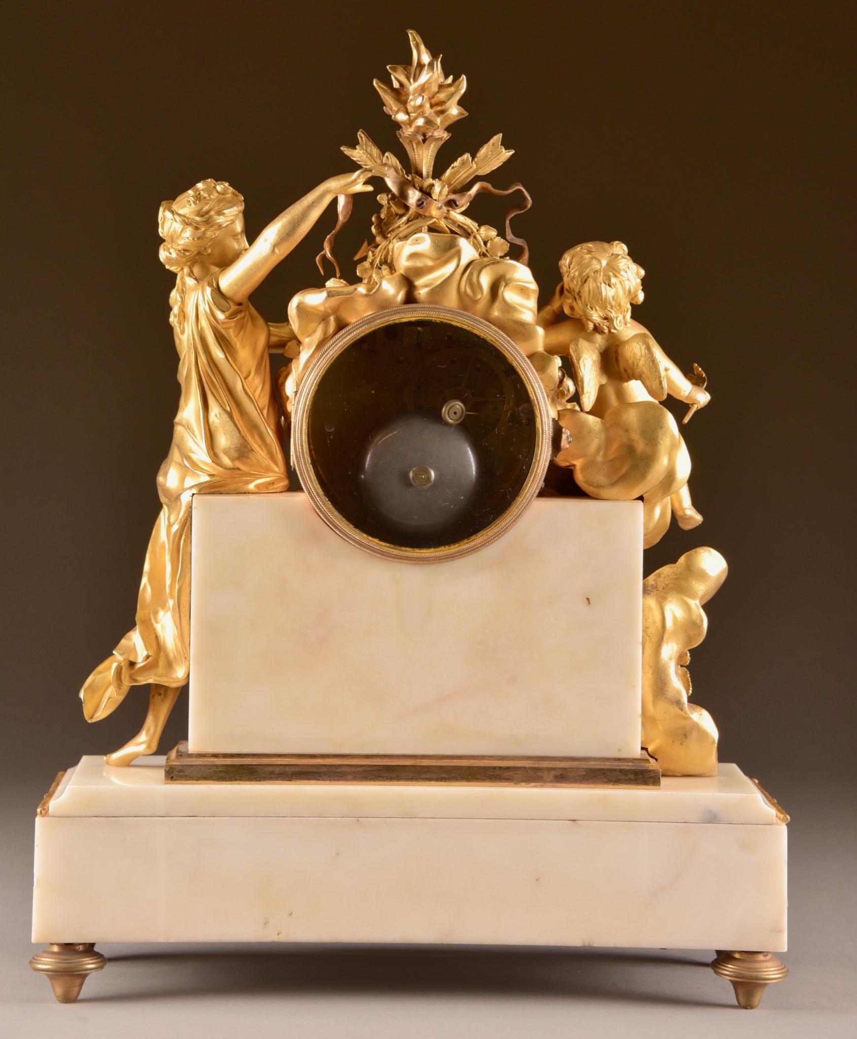 Large Louis XVI clock (1780), Venus and cherub, Amor wird seiner Waffen beraubt 11