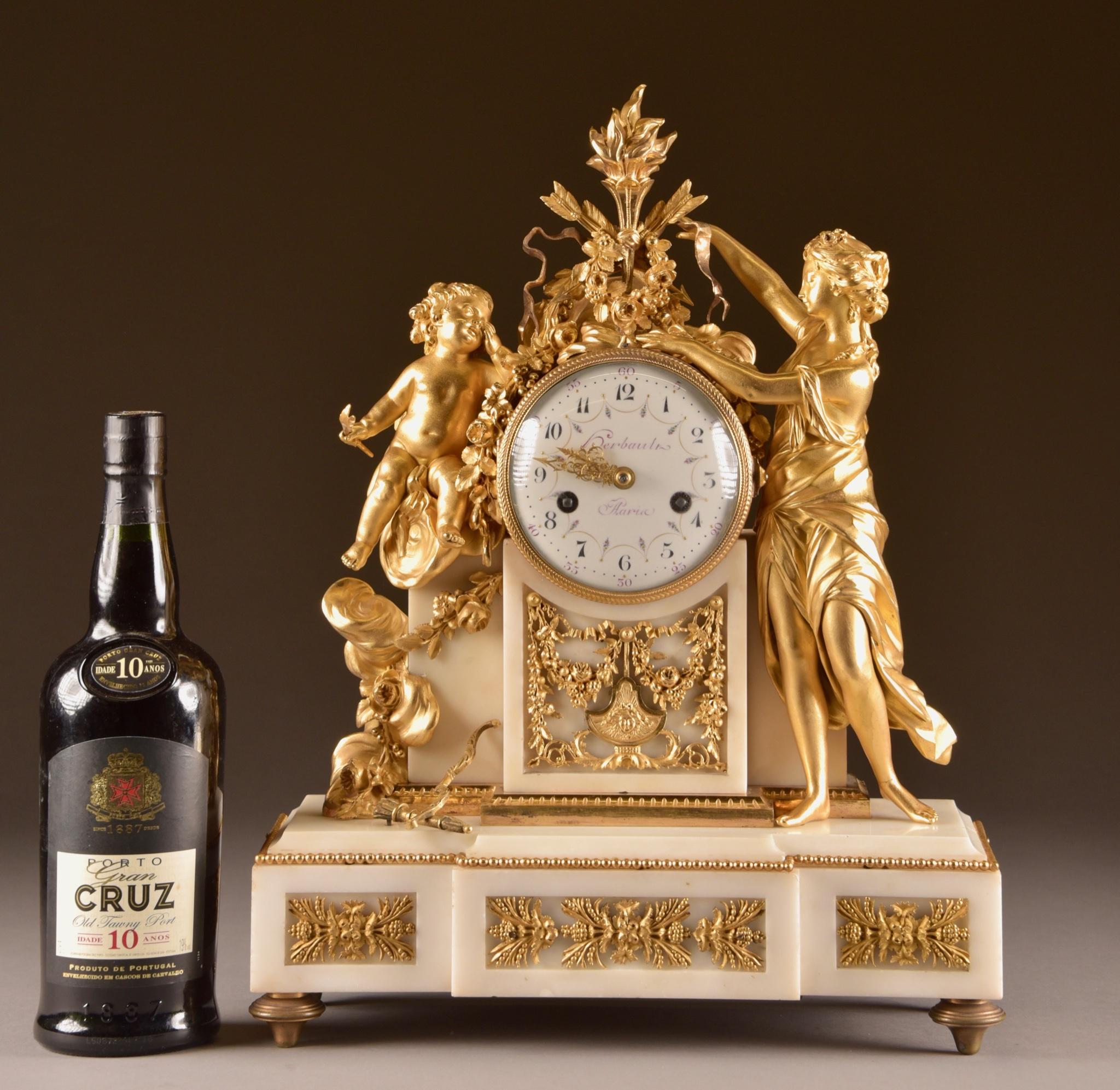 Large Louis XVI clock (1780), Venus and cherub, Amor wird seiner Waffen beraubt 12
