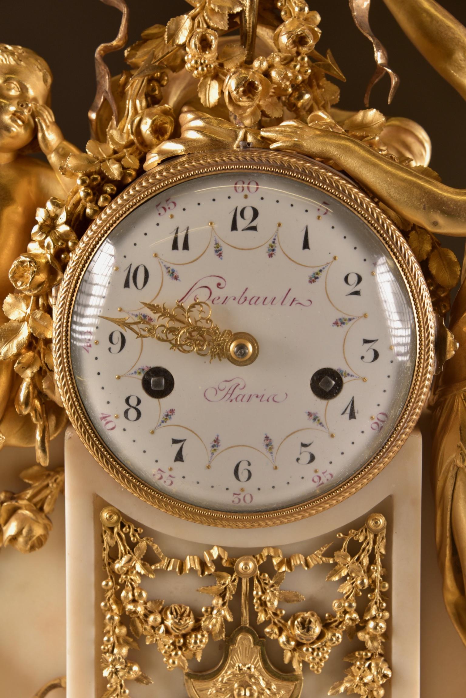 Bronze Large Louis XVI Clock '1780', Venus and Cherub, Amor Wird Seiner Waffen Beraubt