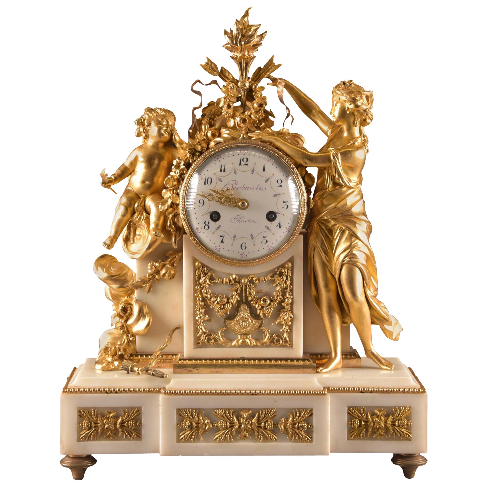 Large Louis XVI Clock '1780', Venus and Cherub, Amor Wird Seiner Waffen Beraubt