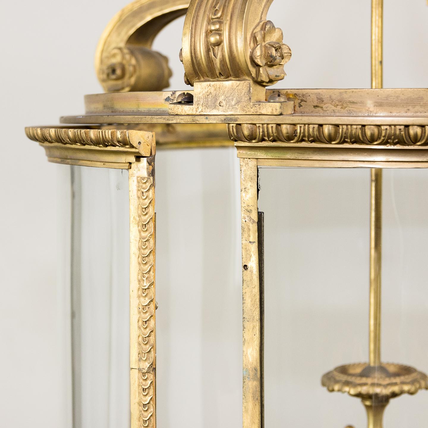 Large Louis XVI Gilt-Bronze Cylindrical Hall Lantern 6