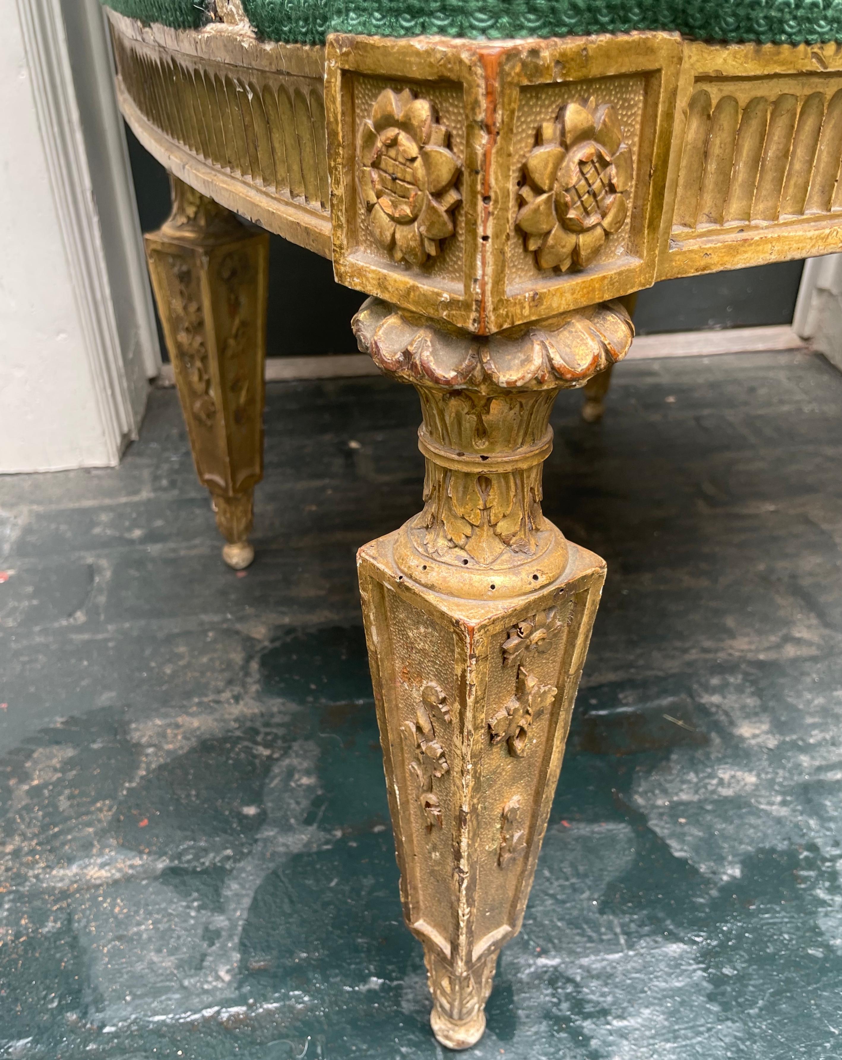 Large Louis XVI Gilt Carved Open Armchair For Sale 3