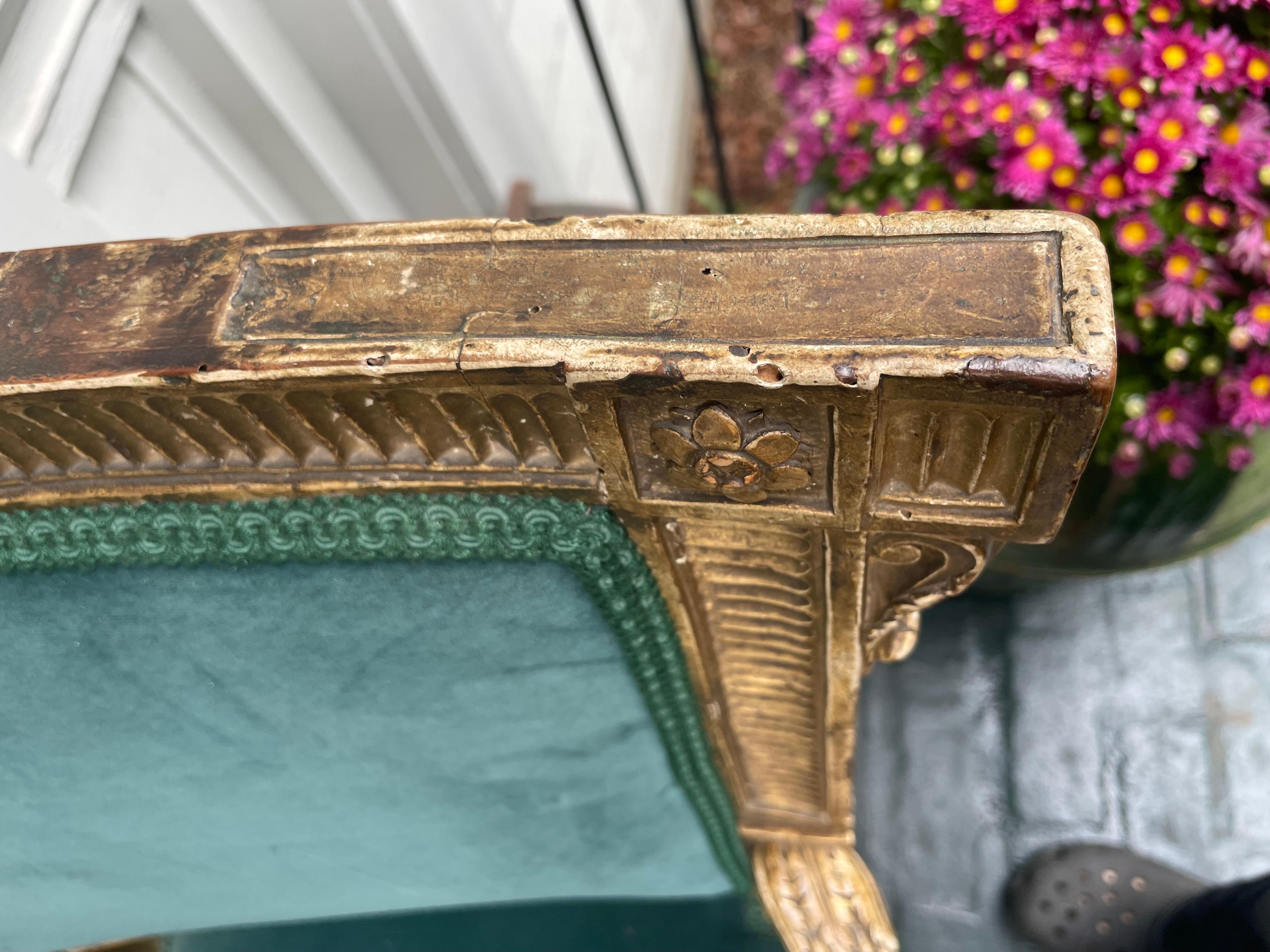 19th Century Large Louis XVI Gilt Carved Open Armchair For Sale