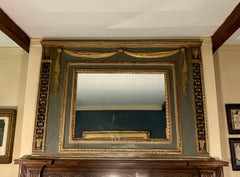 Großer bemalter und vergoldeter Louis-XVI-Spiegel mit Schnitzereien