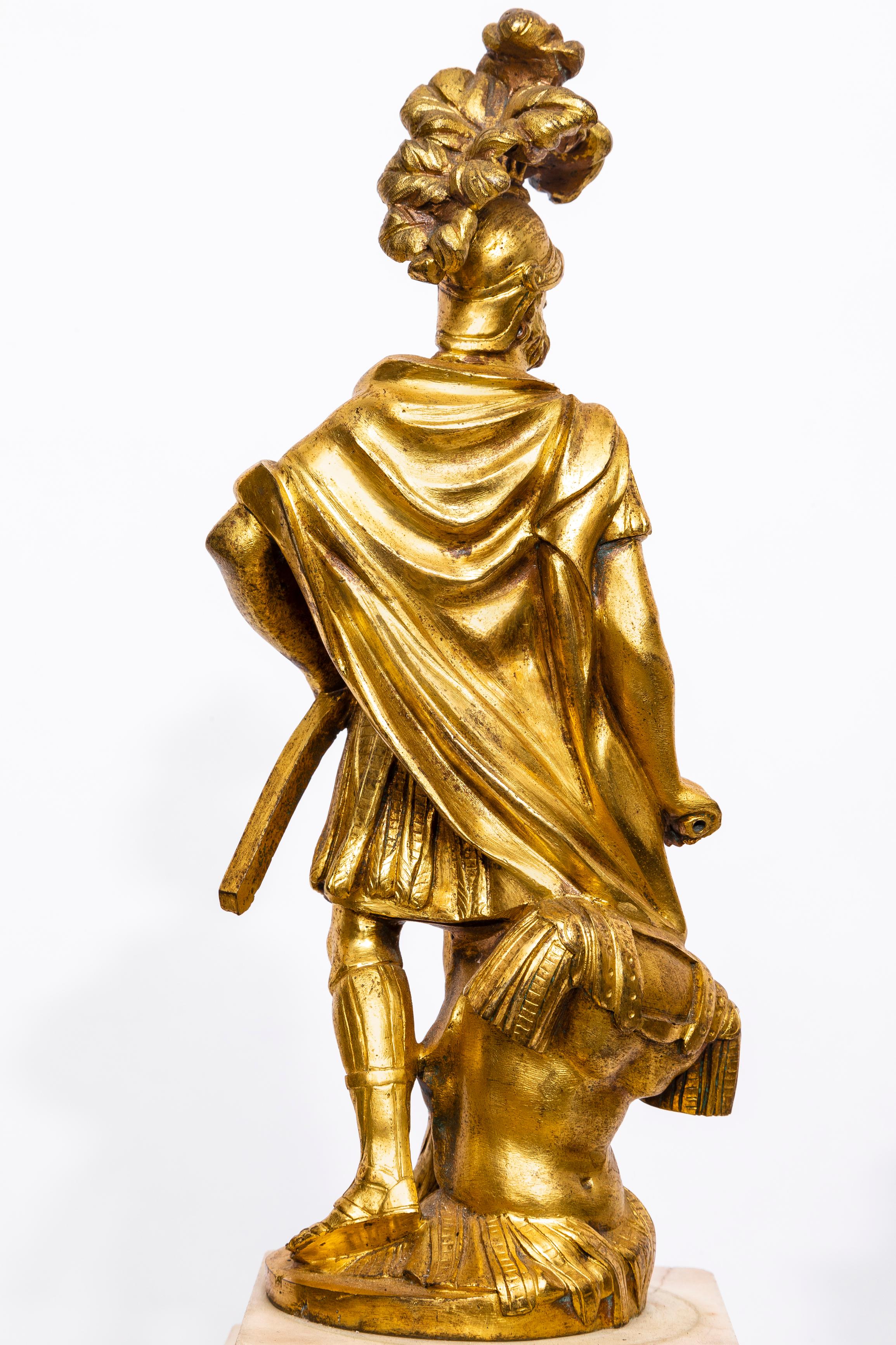 Large Louis XVI Period (18th Century) French Marble & Dore Bronze Portico Clock For Sale 10