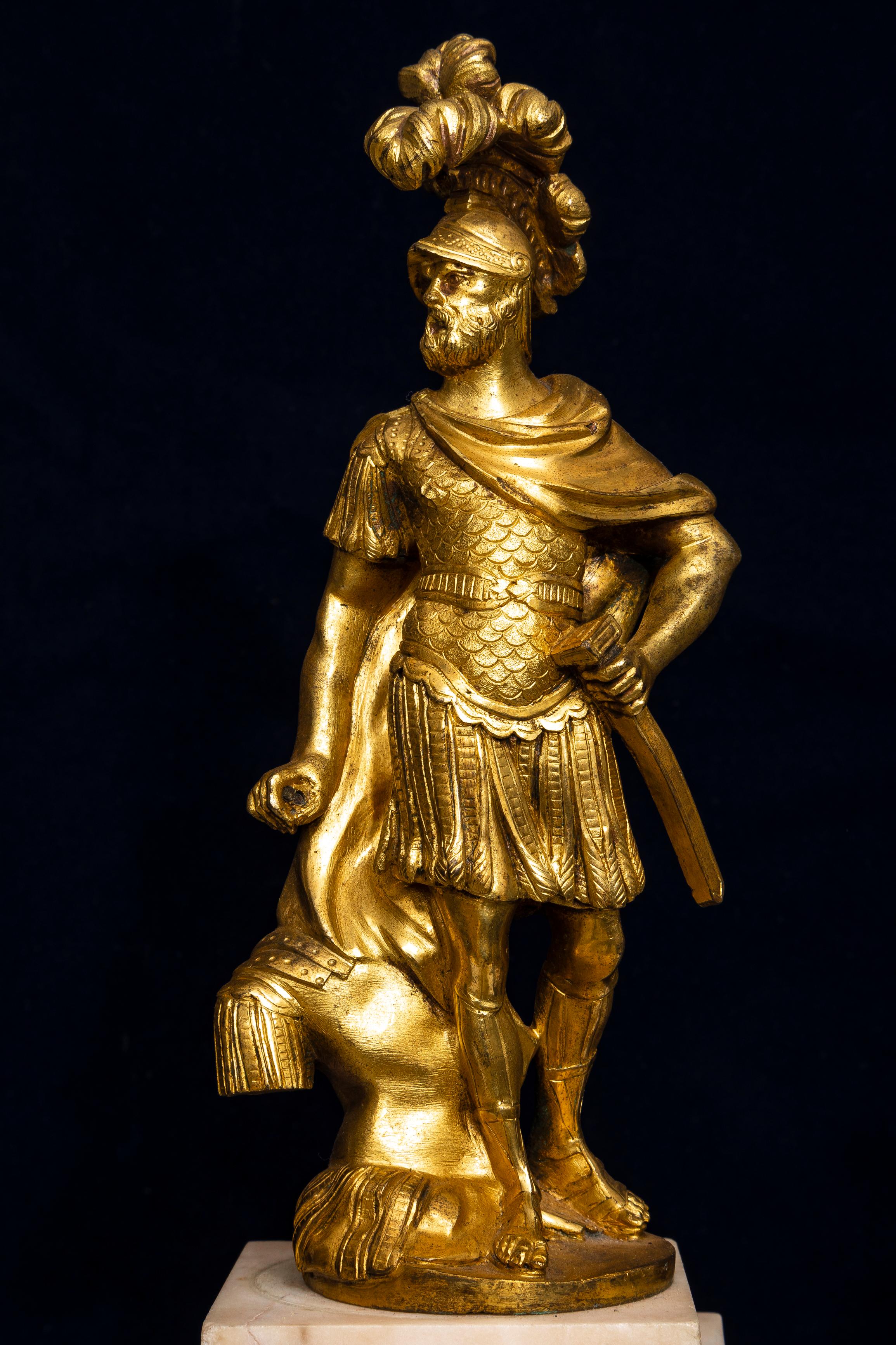 Large Louis XVI Period (18th Century) French Marble & Dore Bronze Portico Clock For Sale 11