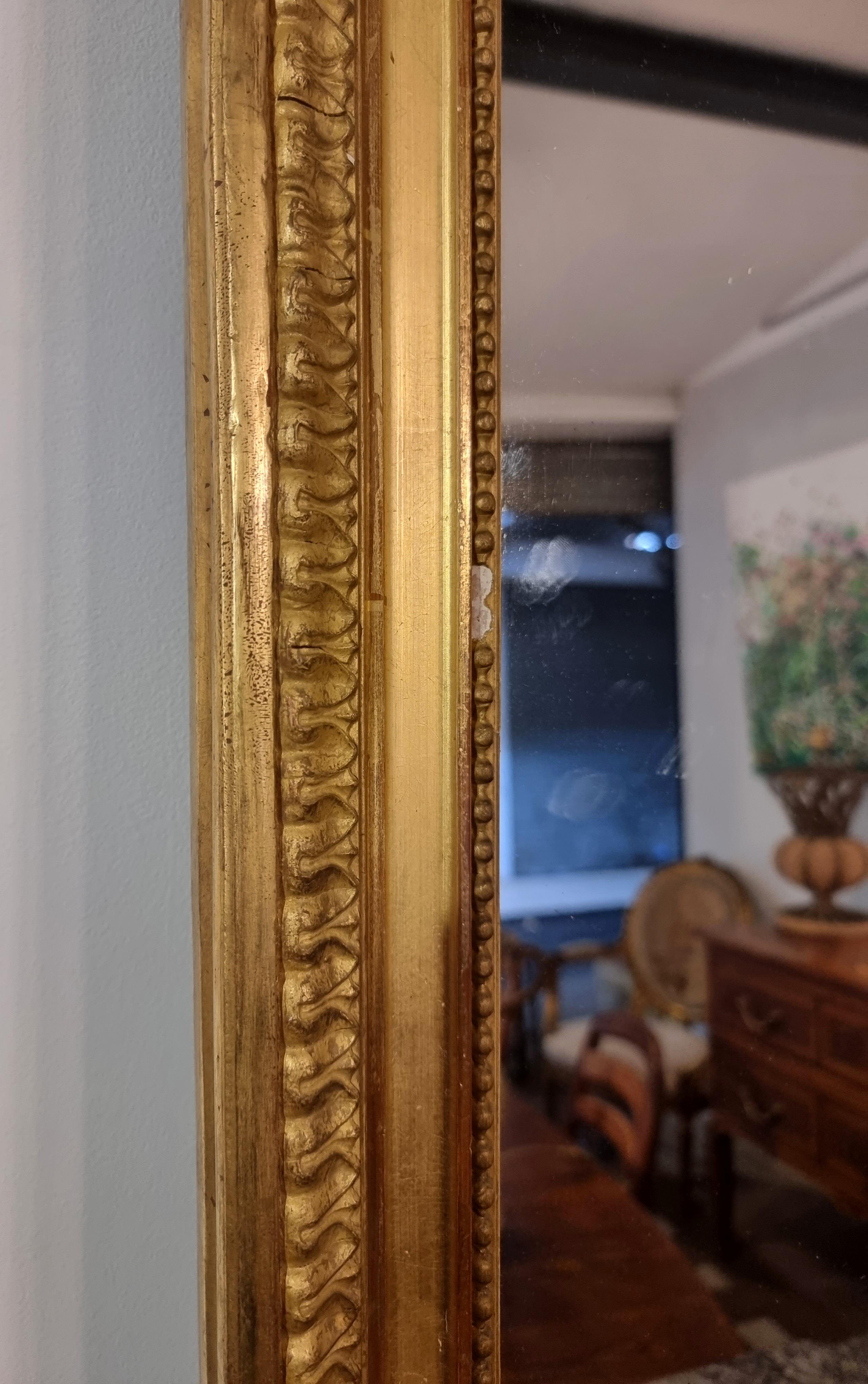 Grand miroir d'époque Louis XVI, bois doré, fin du XVIIIe siècle en vente 5