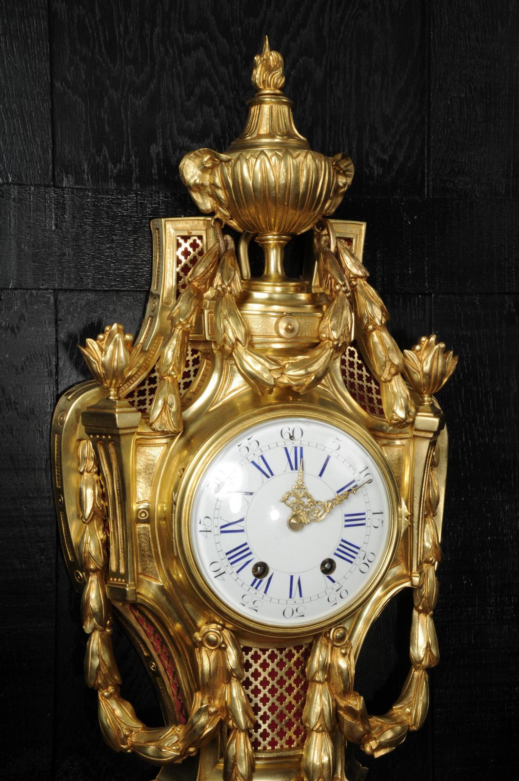 Large Louis XVI Style Antique French Cartel Wall Clock 5