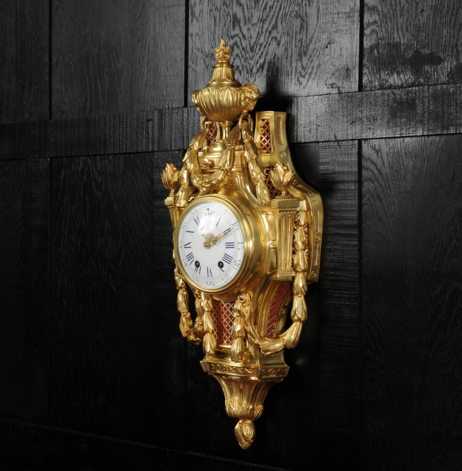 19th Century Large Louis XVI Style Antique French Cartel Wall Clock