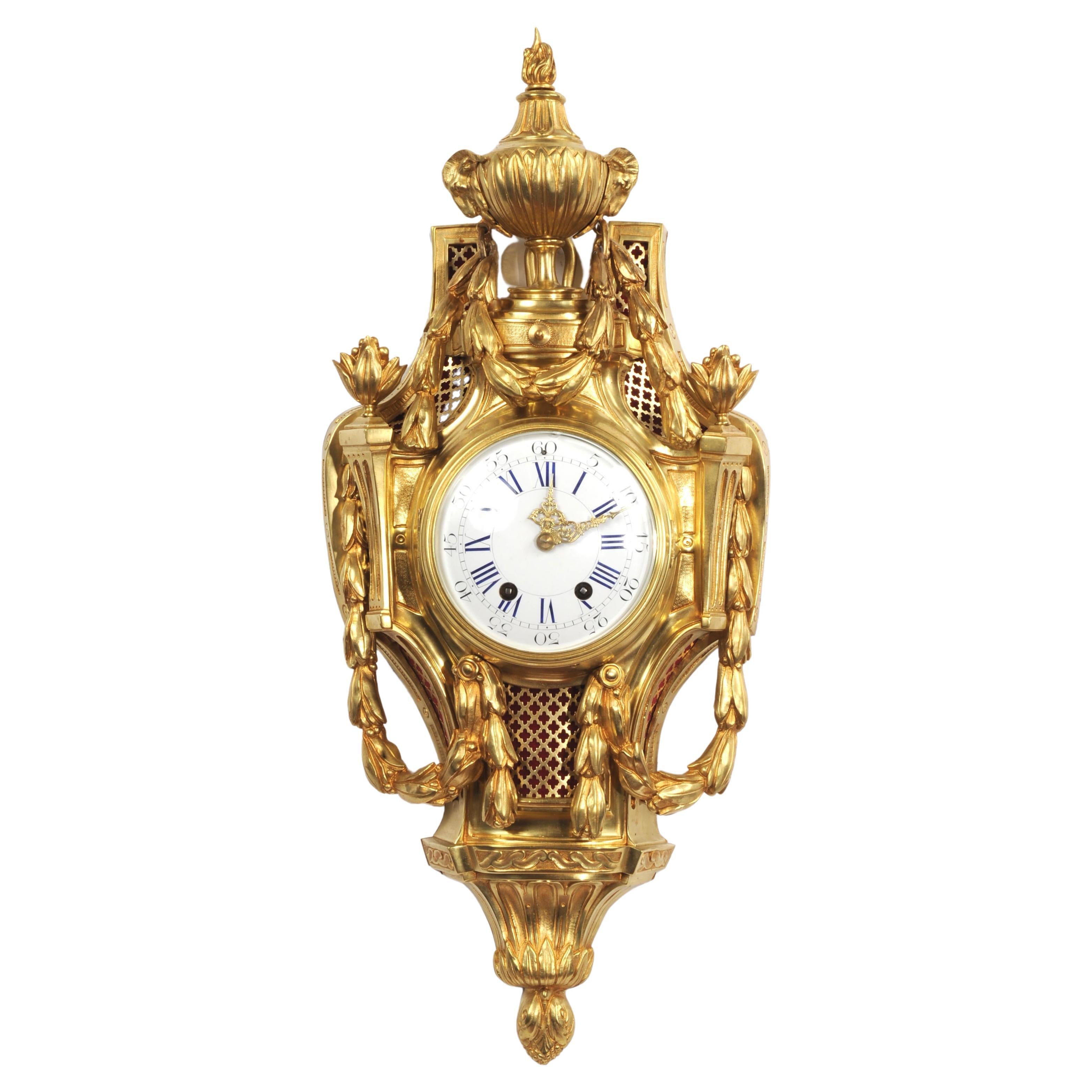 Large Louis XVI Style Antique French Cartel Wall Clock