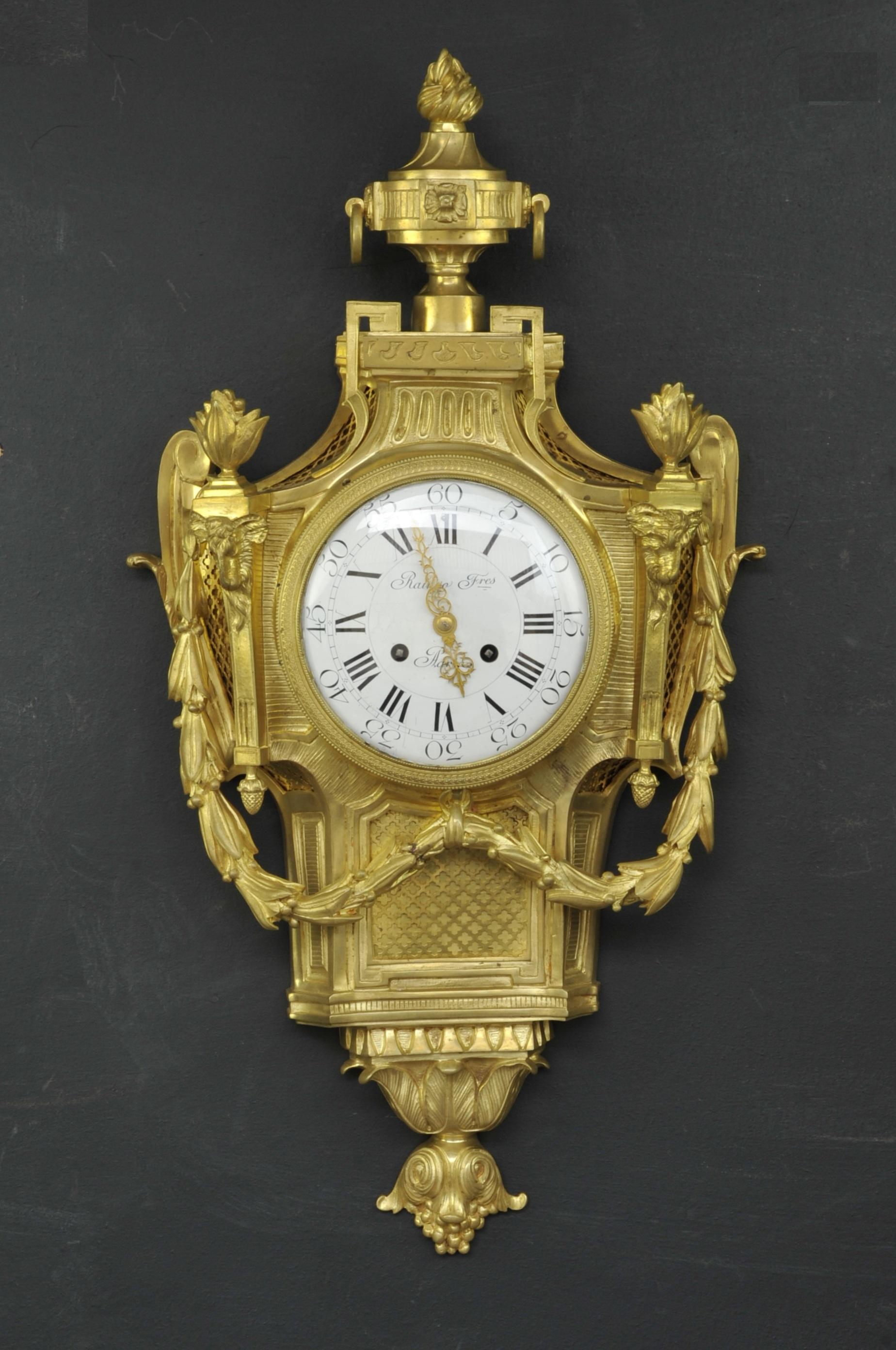 Großer Kaminsims im Louis-XVI.-Stil, signiert Raingo (Goldbronze) im Angebot