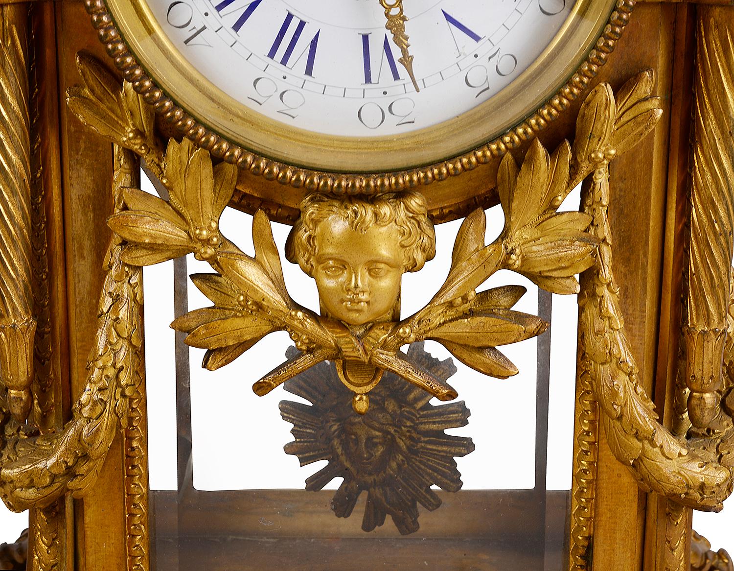 French Large Louis XVI Style Clock Set For Sale