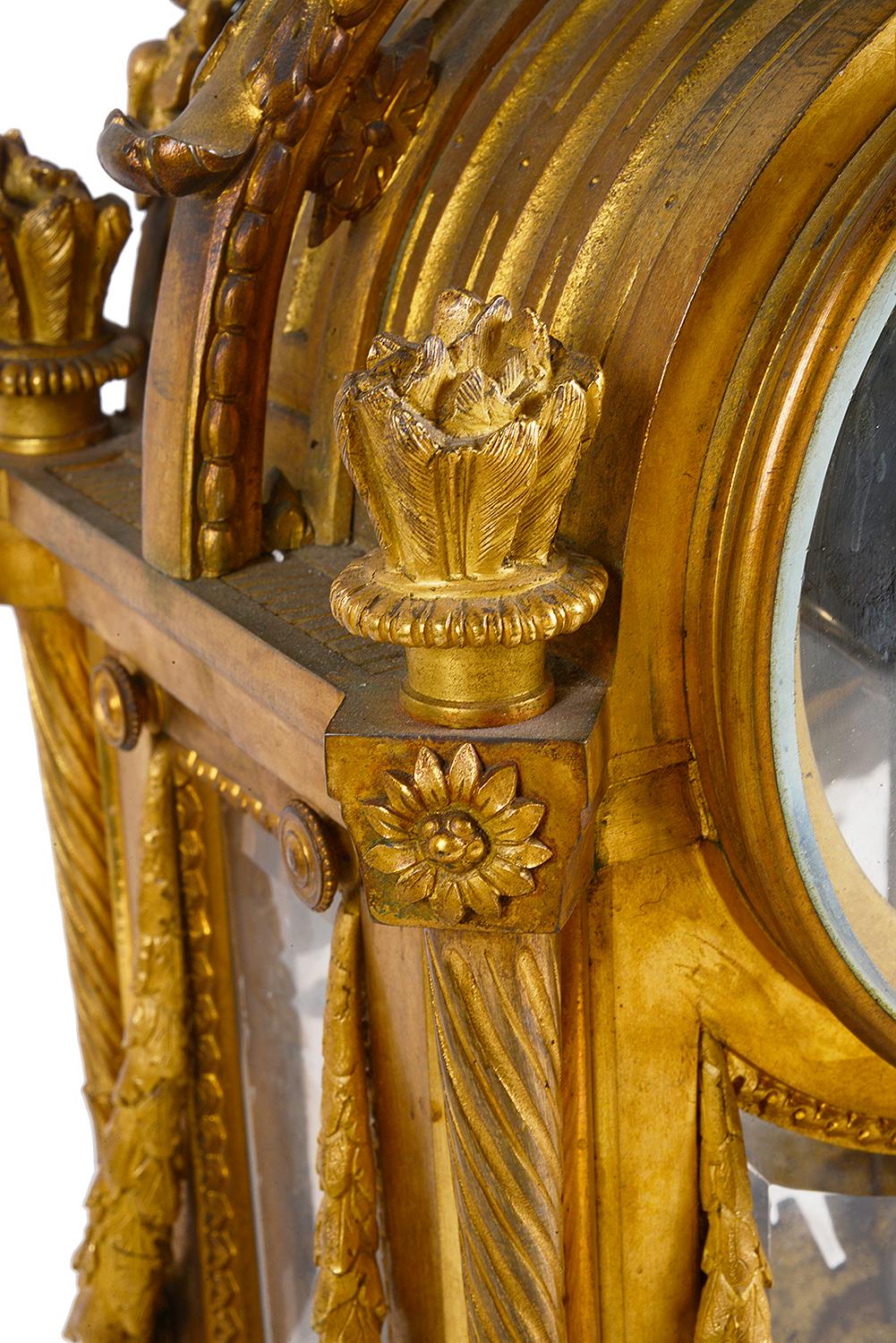 Gilt Large Louis XVI Style Clock Set For Sale