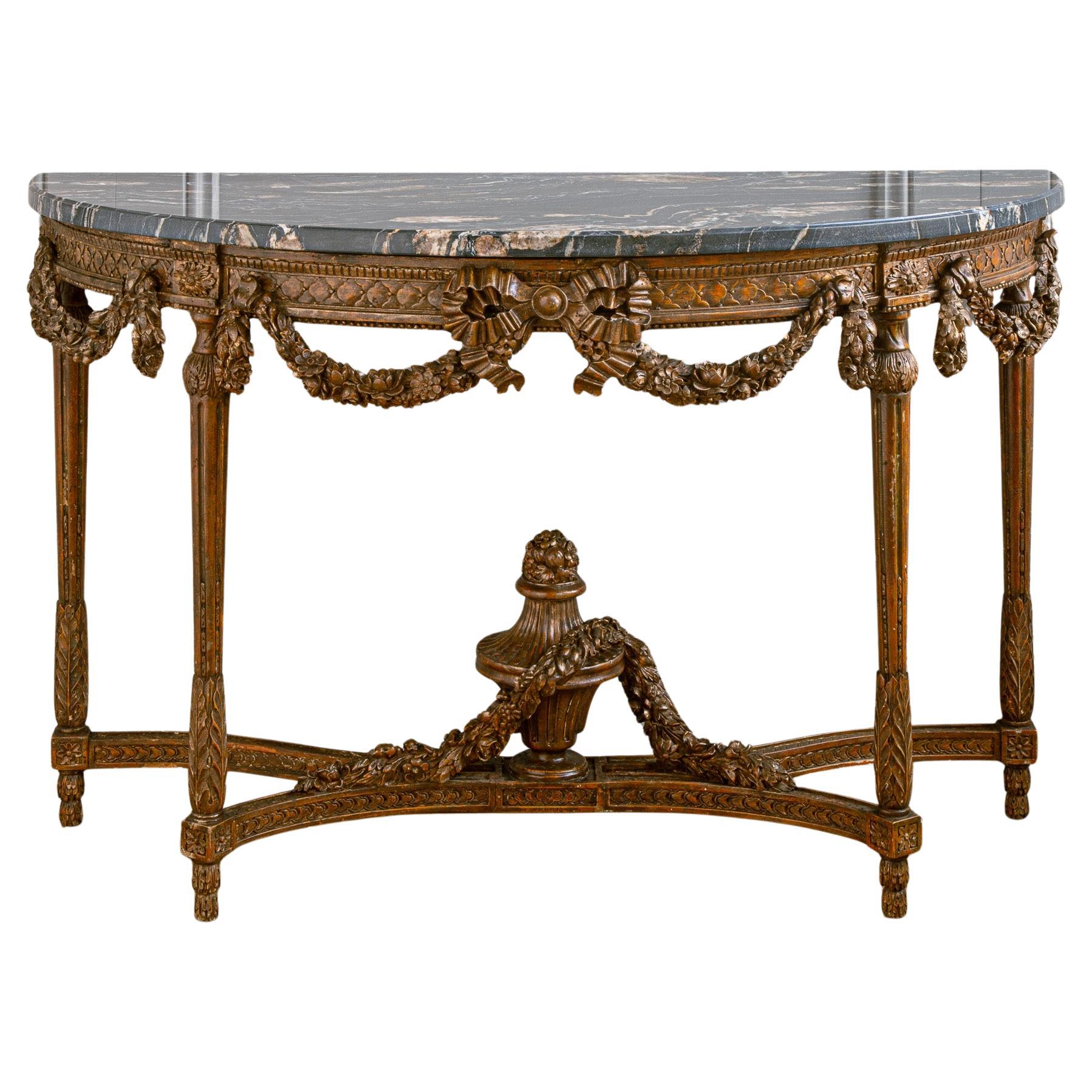 Große Demi Lune-Konsole im Louis-XVI.-Stil von La Maison London mit Portoro-Platte