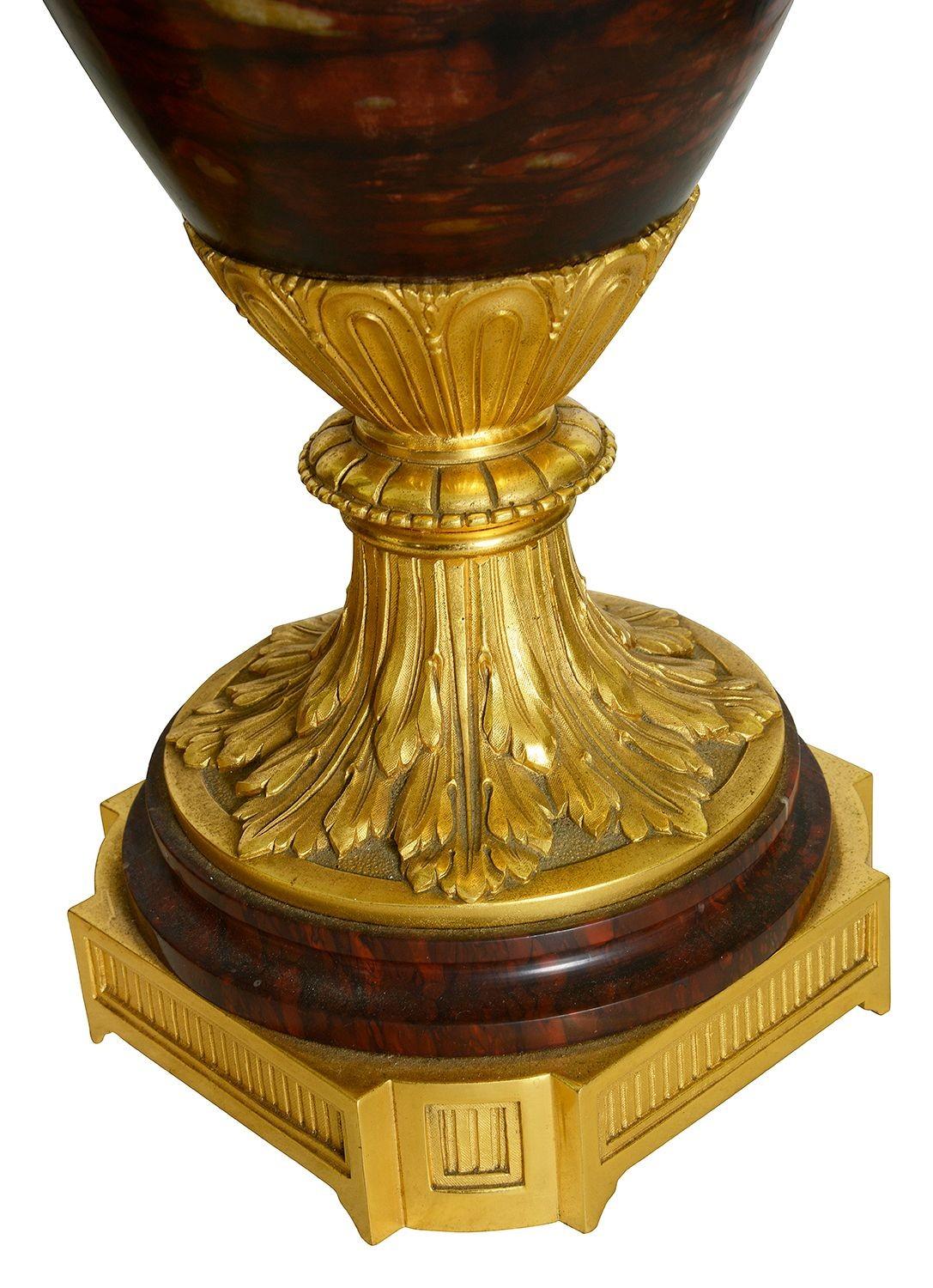 Large Louis XVI style gilded clock set, C19th For Sale 3